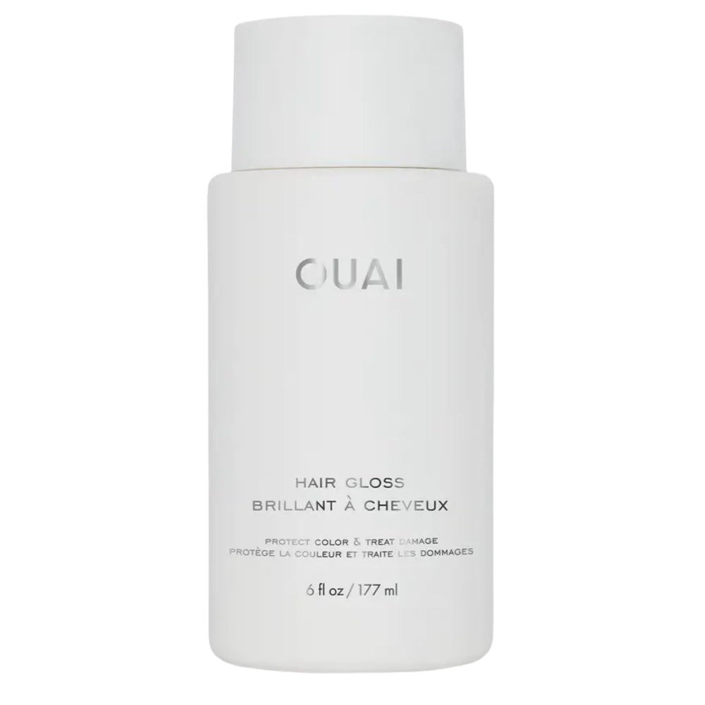 OUAI front bottle shot showing sleek packaging and instant shine benefit