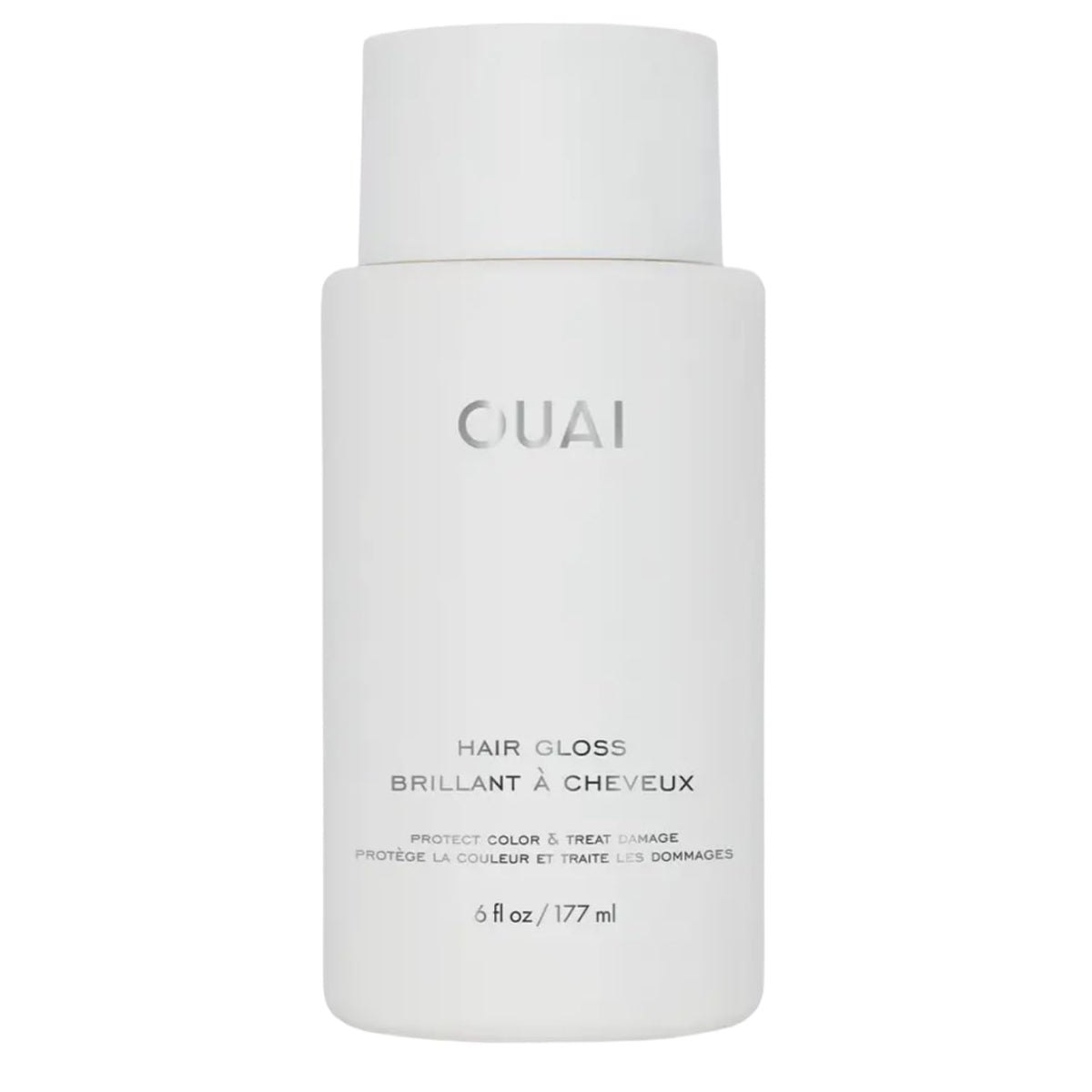 OUAI front bottle shot showing sleek packaging and instant shine benefit