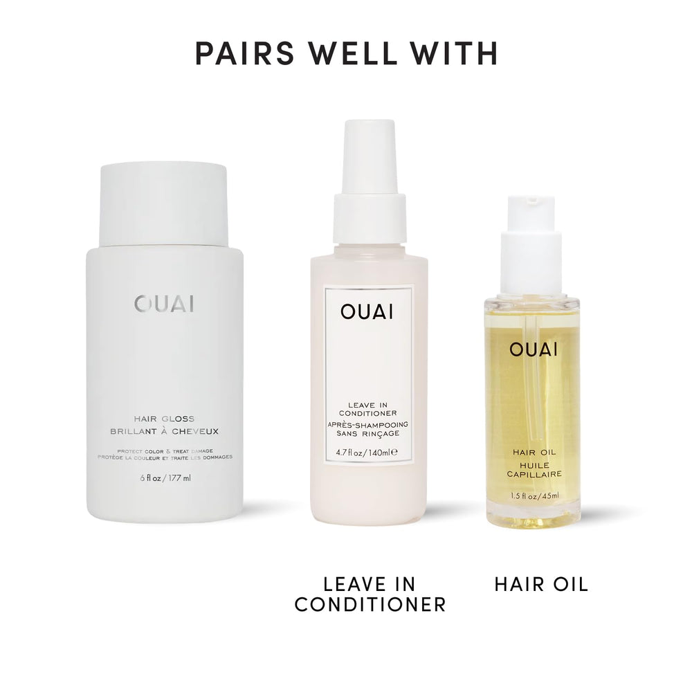 OUAI bottle next to hand demonstrating 6 oz size and travel-friendly benefit