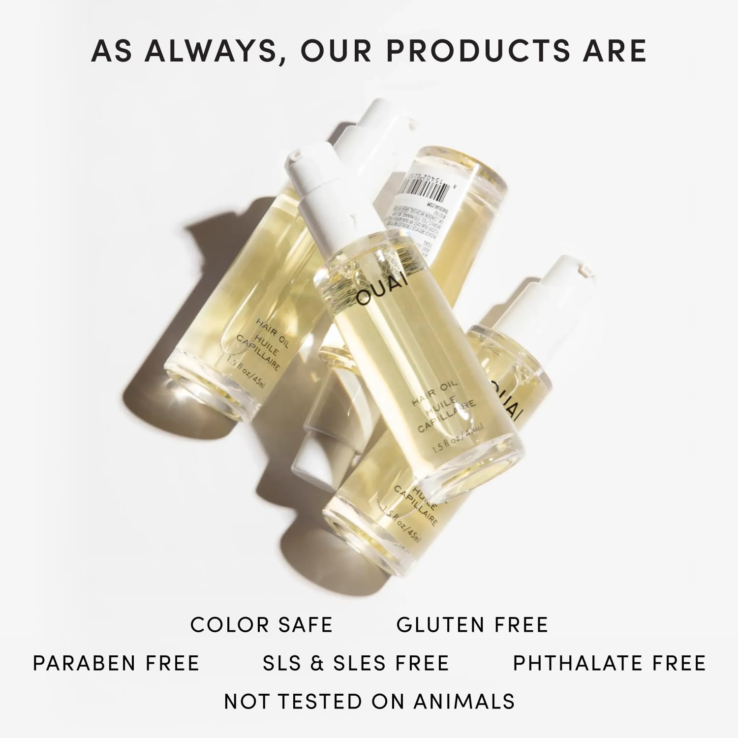 OUAI ingredients display with baobab and ama oil highlighting hydration benefits