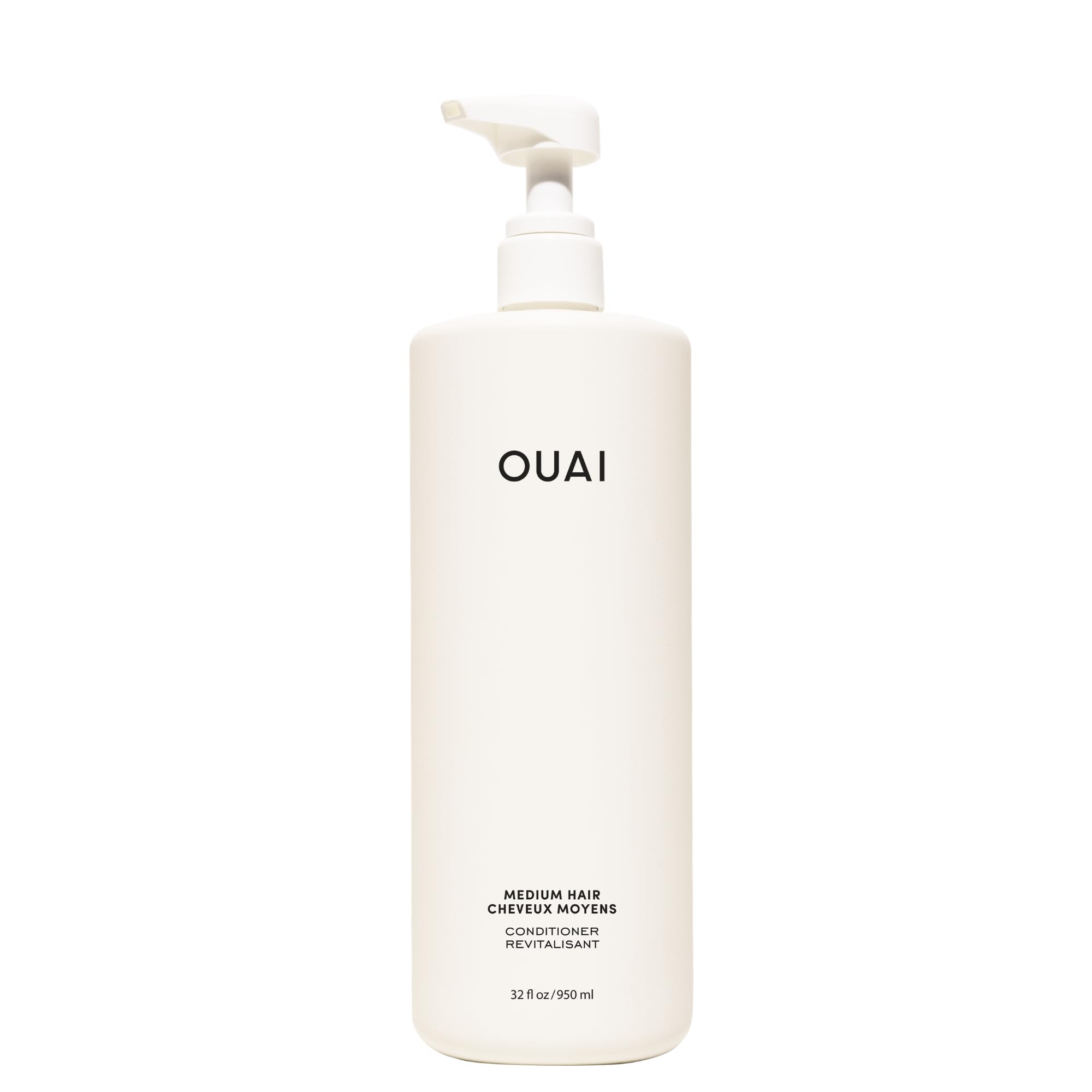 OUAI medium front bottle showing 32 oz size and clean design benefit longevity