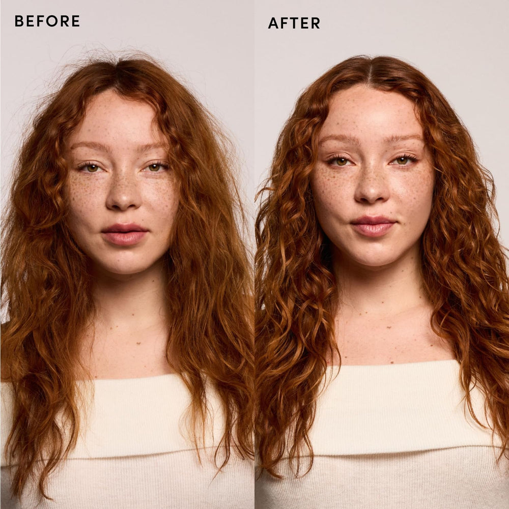 OUAI being misted on damp hair to detangle and prep for styling