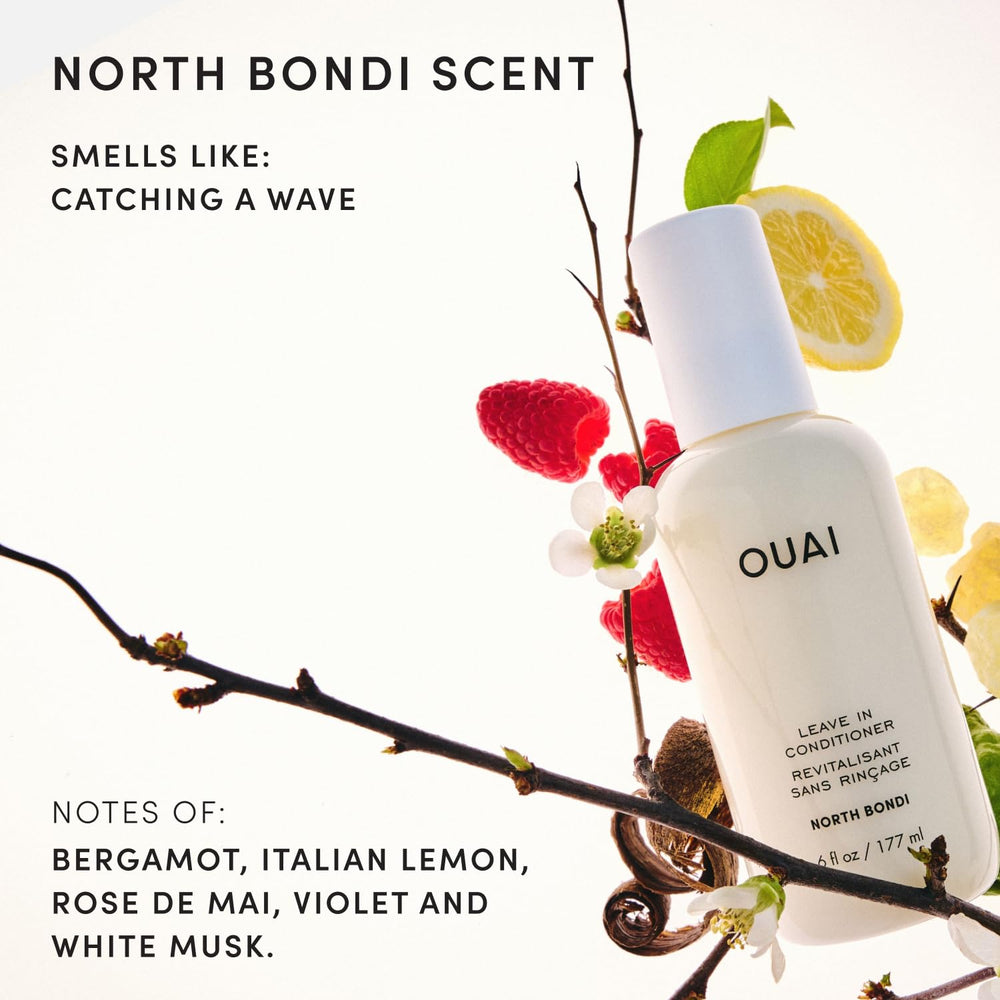 OUAI being applied to damp hair to prime strands and reduce styling time