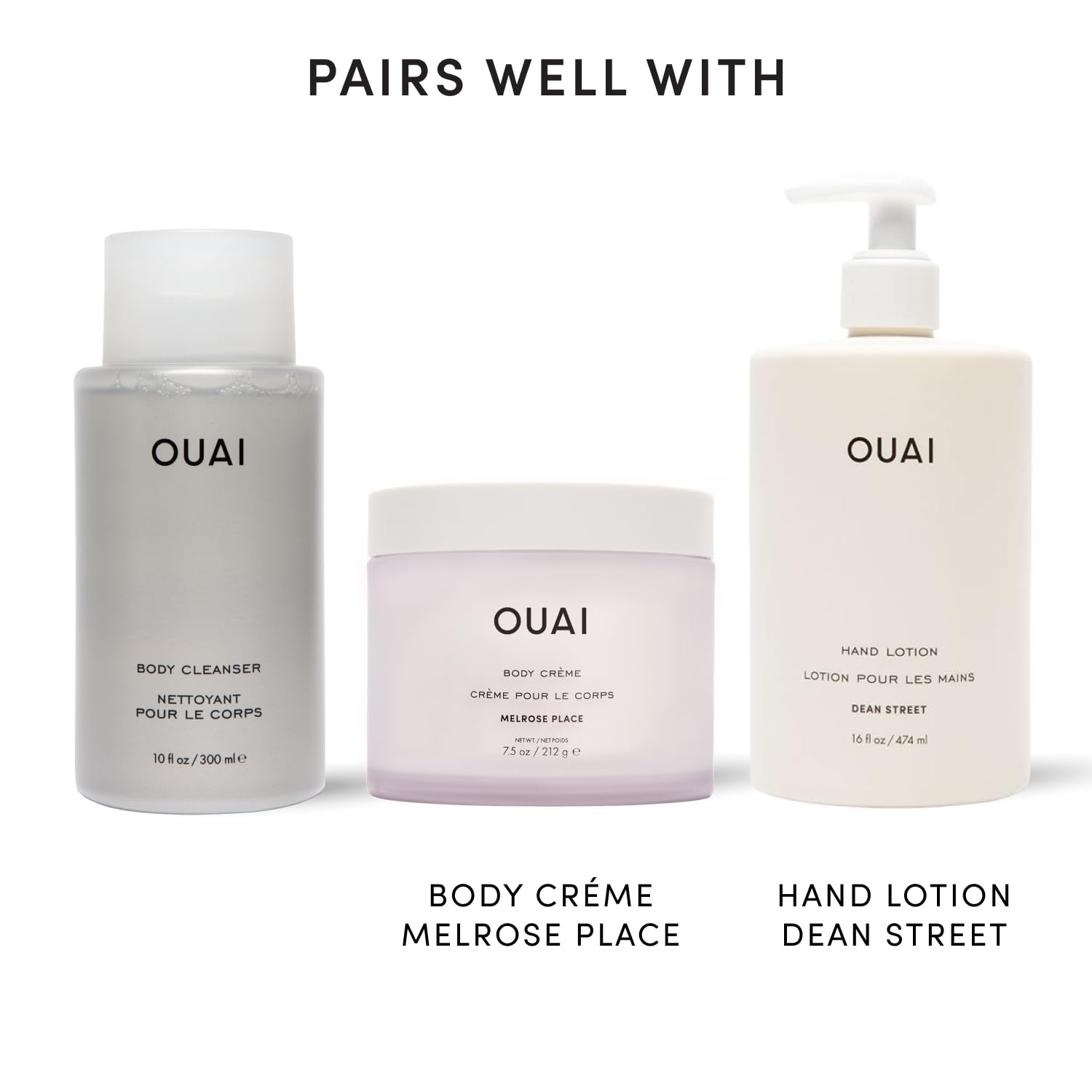 OUAI natural ingredients flatlay featuring plant oils and botanicals for clean formulation
