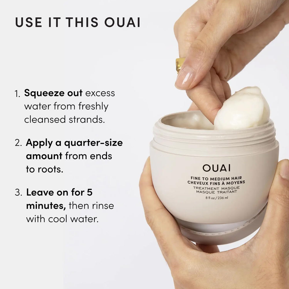 OUAI packaging recyclable symbol and label emphasizing eco-friendly disposal