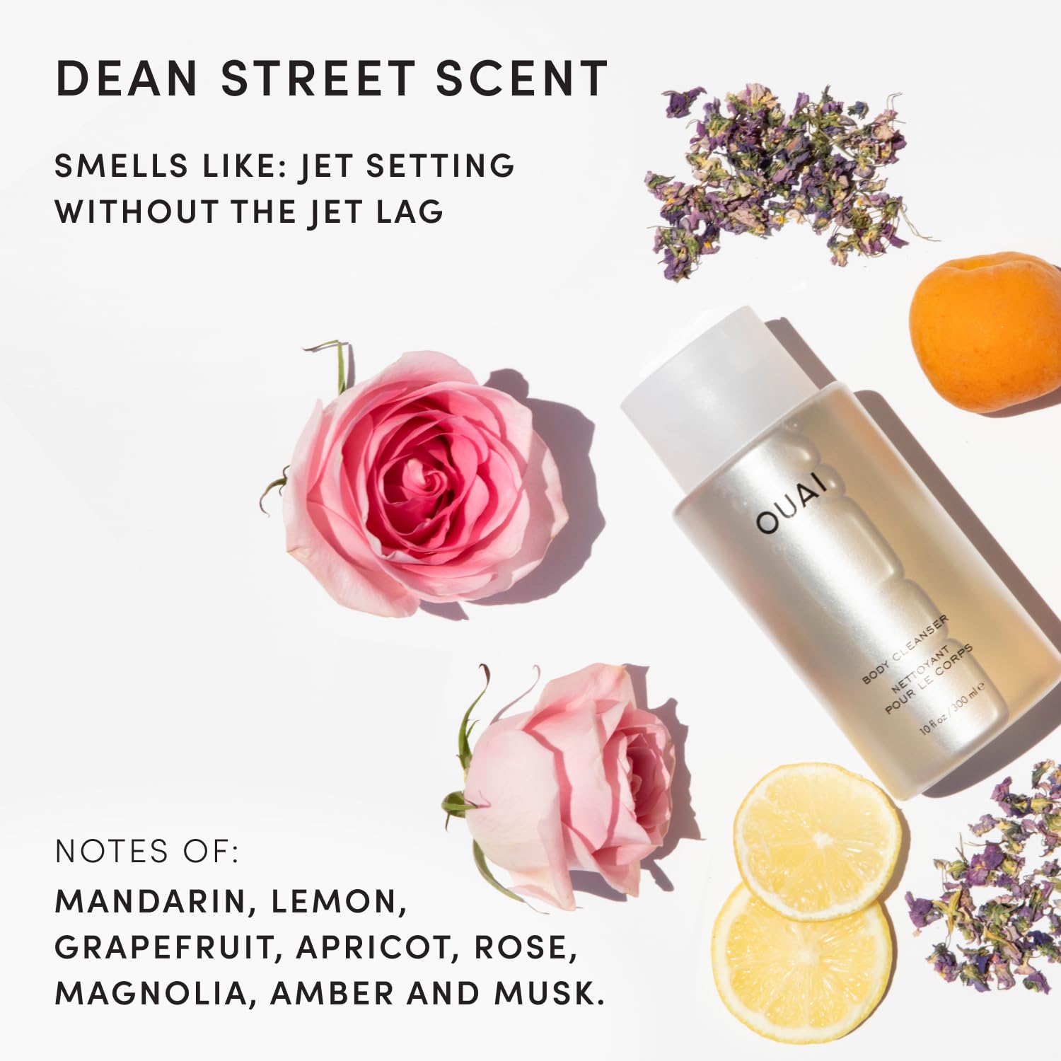 OUAI shower styling scene showing bottle in shower to convey spa-like daily ritual