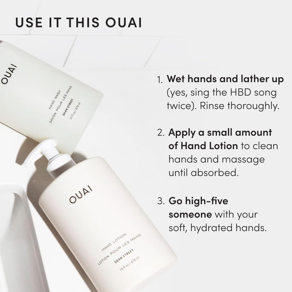 OUAI bottle held in hand for scale communicating true 16 fl oz volume benefit