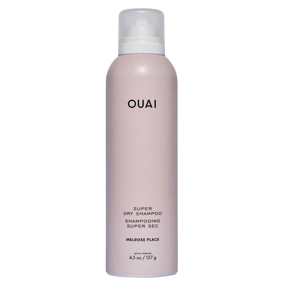 OUAI Super Dry Shampoo front view showing sleek can and branding benefit quick refresh
