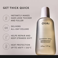 OUAI mist spraying from bottle demonstrating easy application