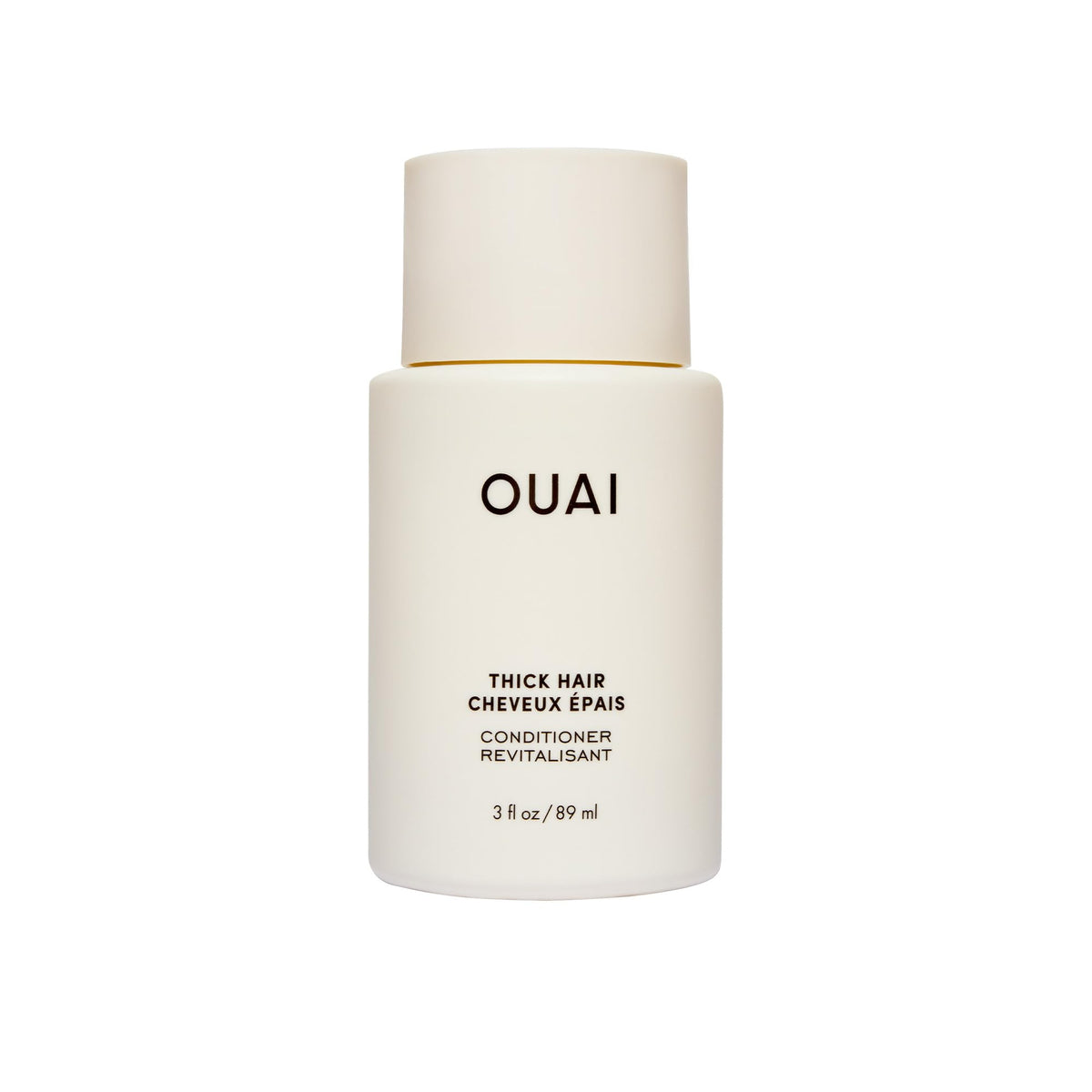 OUAI front view of 32 ounce conditioner bottle showing packaging and benefit of long-lasting supply