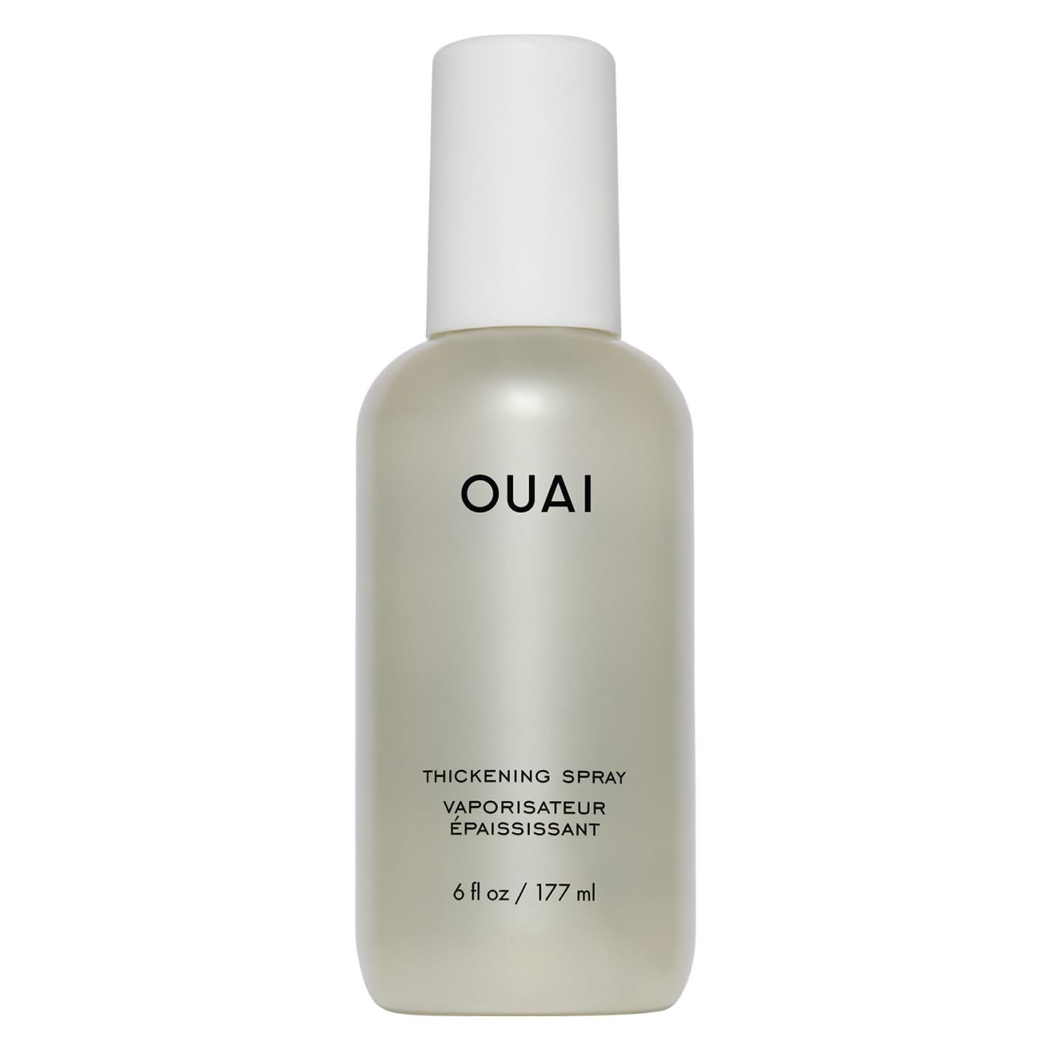 OUAI bottle front view showing volume-boosting spray benefits