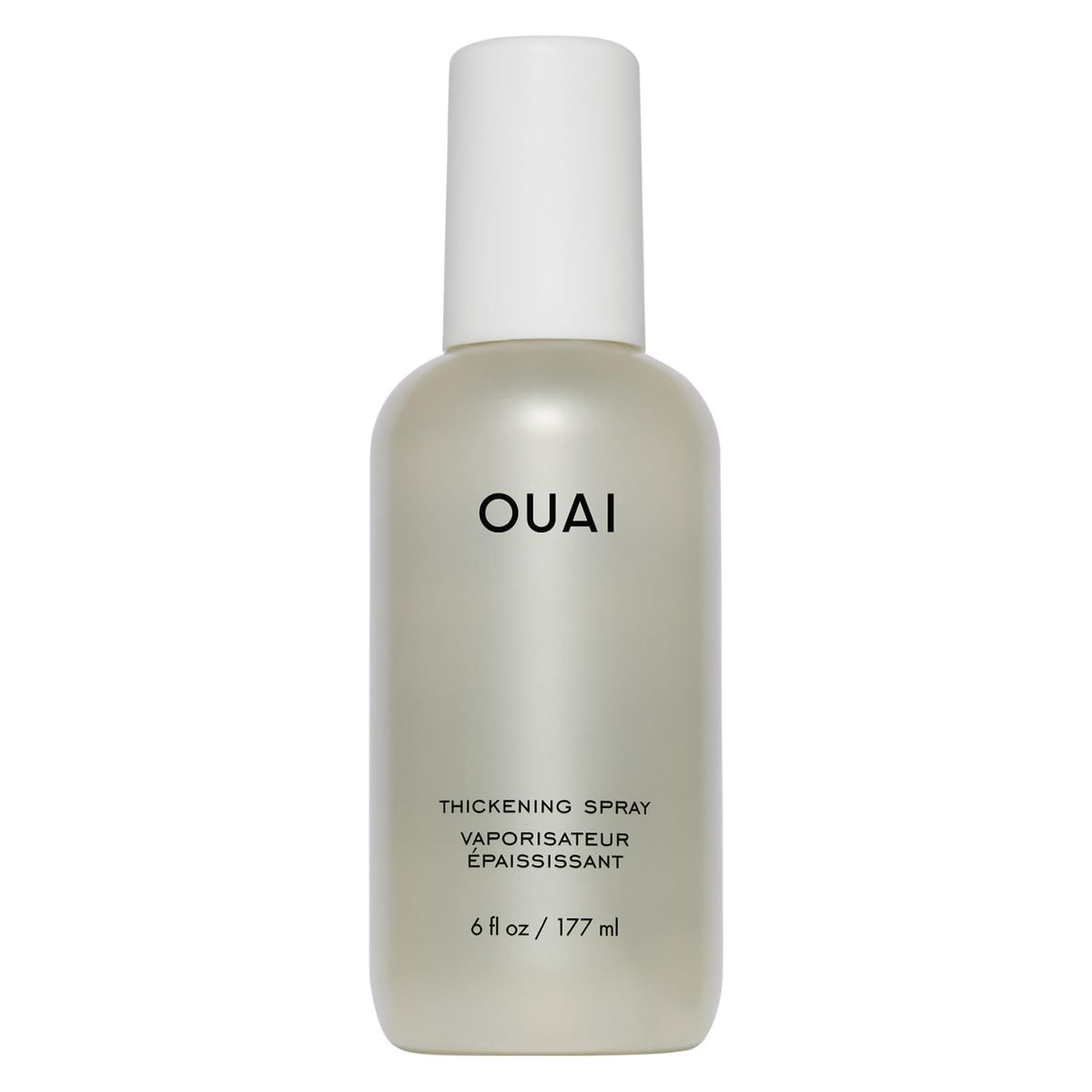 OUAI bottle front view showing volume-boosting spray benefits