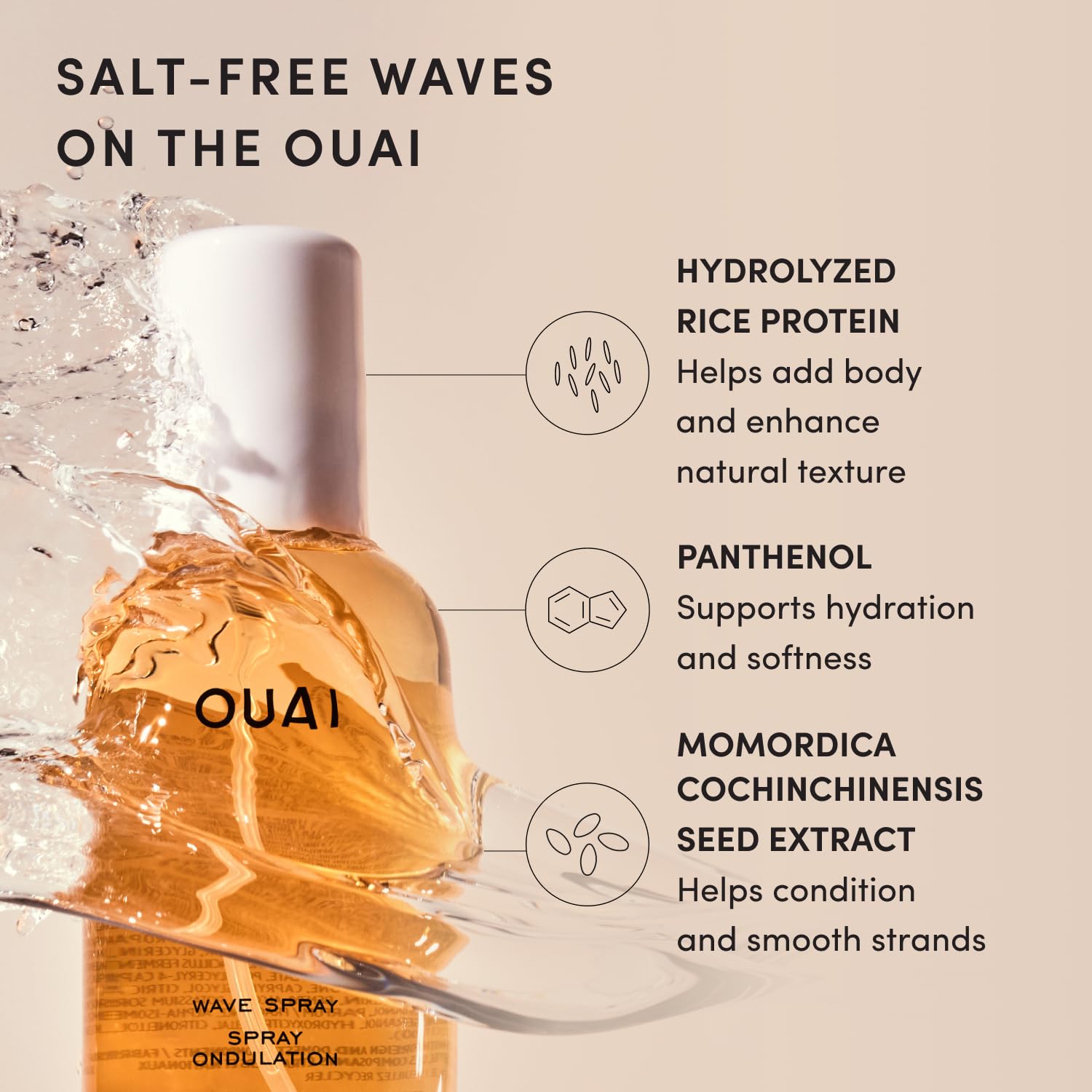 OUAI wave spray mid-action mist demonstrating quick styling boost