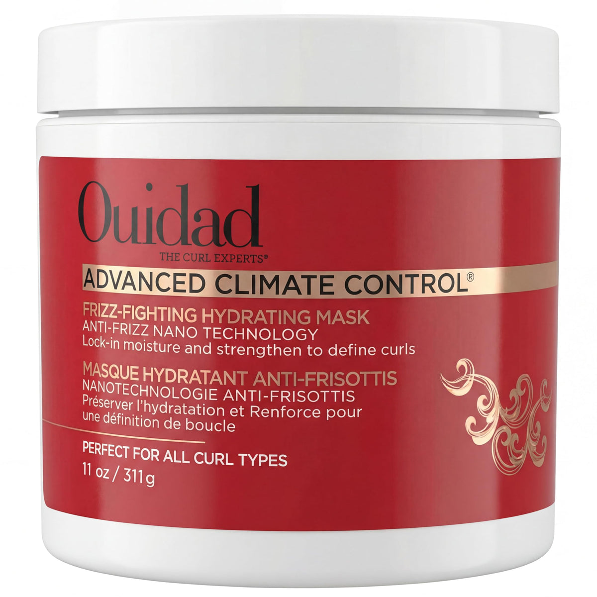 Ouidad product front packaging showing jar and label benefits