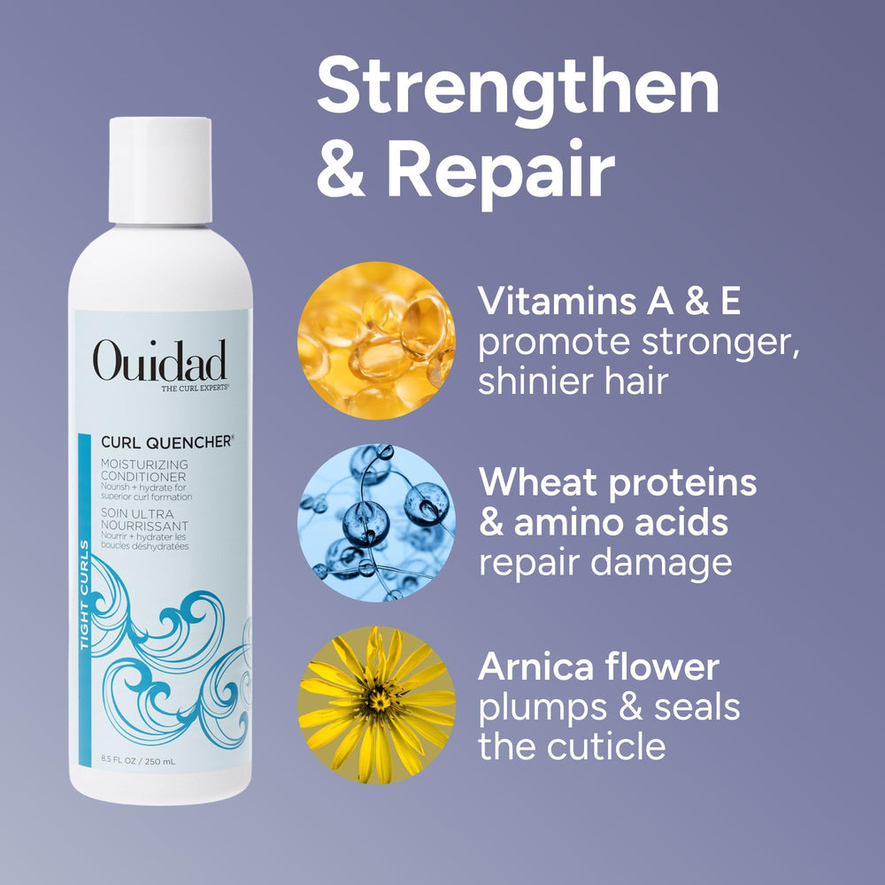 Ouidad conditioner applied to mid-lengths in shower for easier detangling