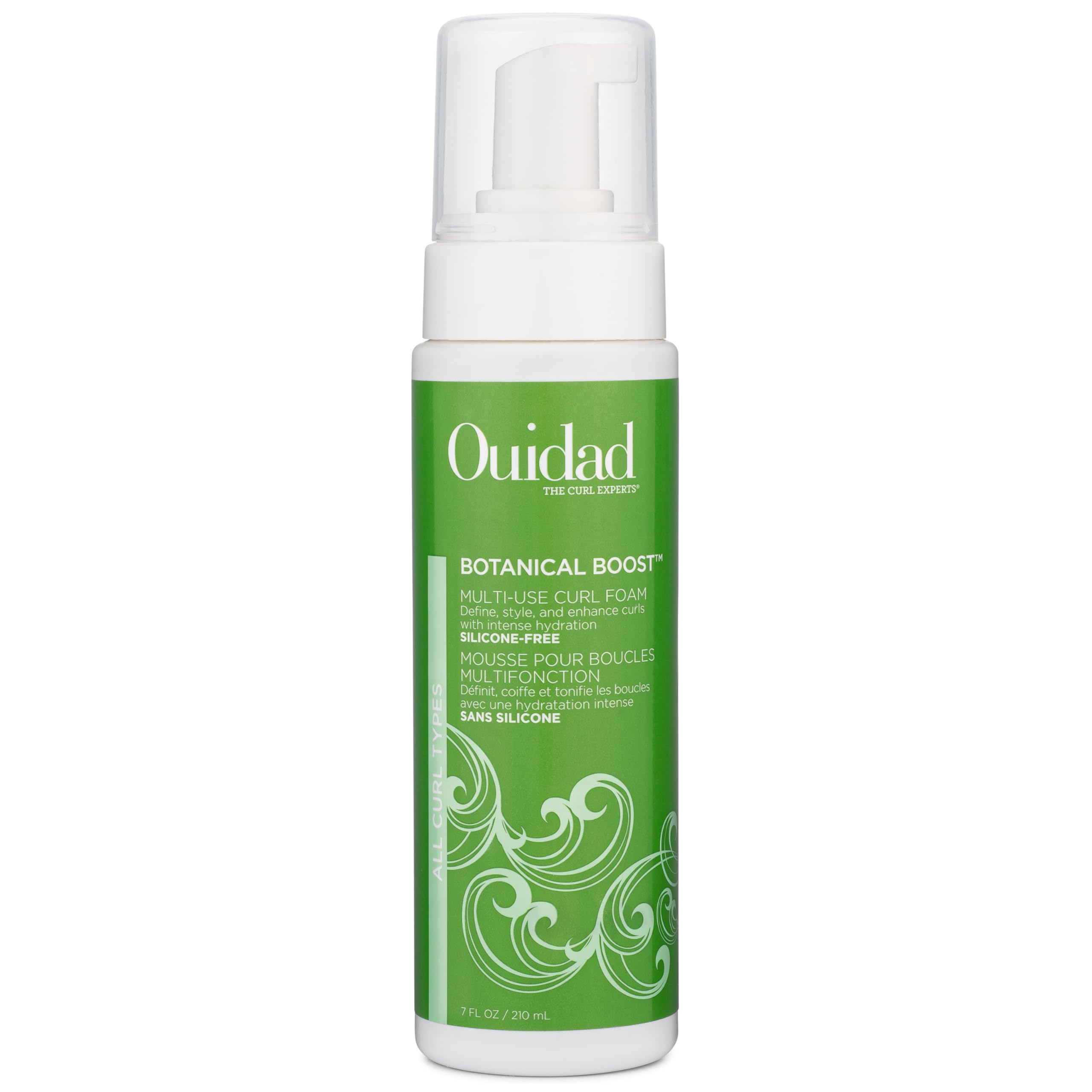 Ouidad front packaging showing bottle and label, lightweight styling benefits