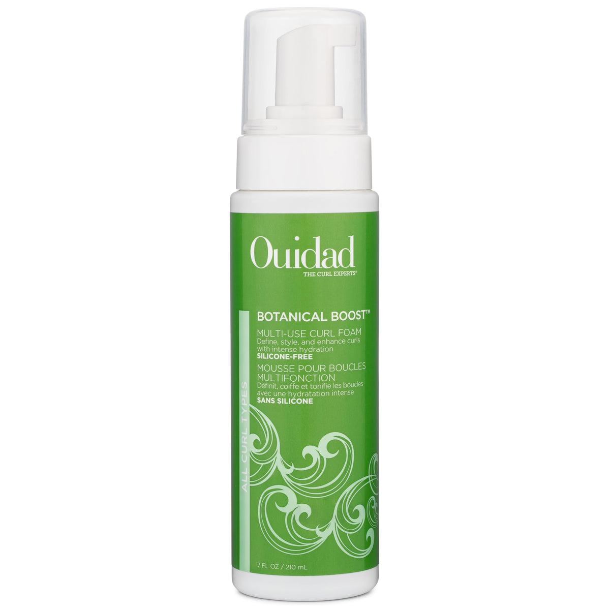 Ouidad front packaging showing bottle and label, lightweight styling benefits