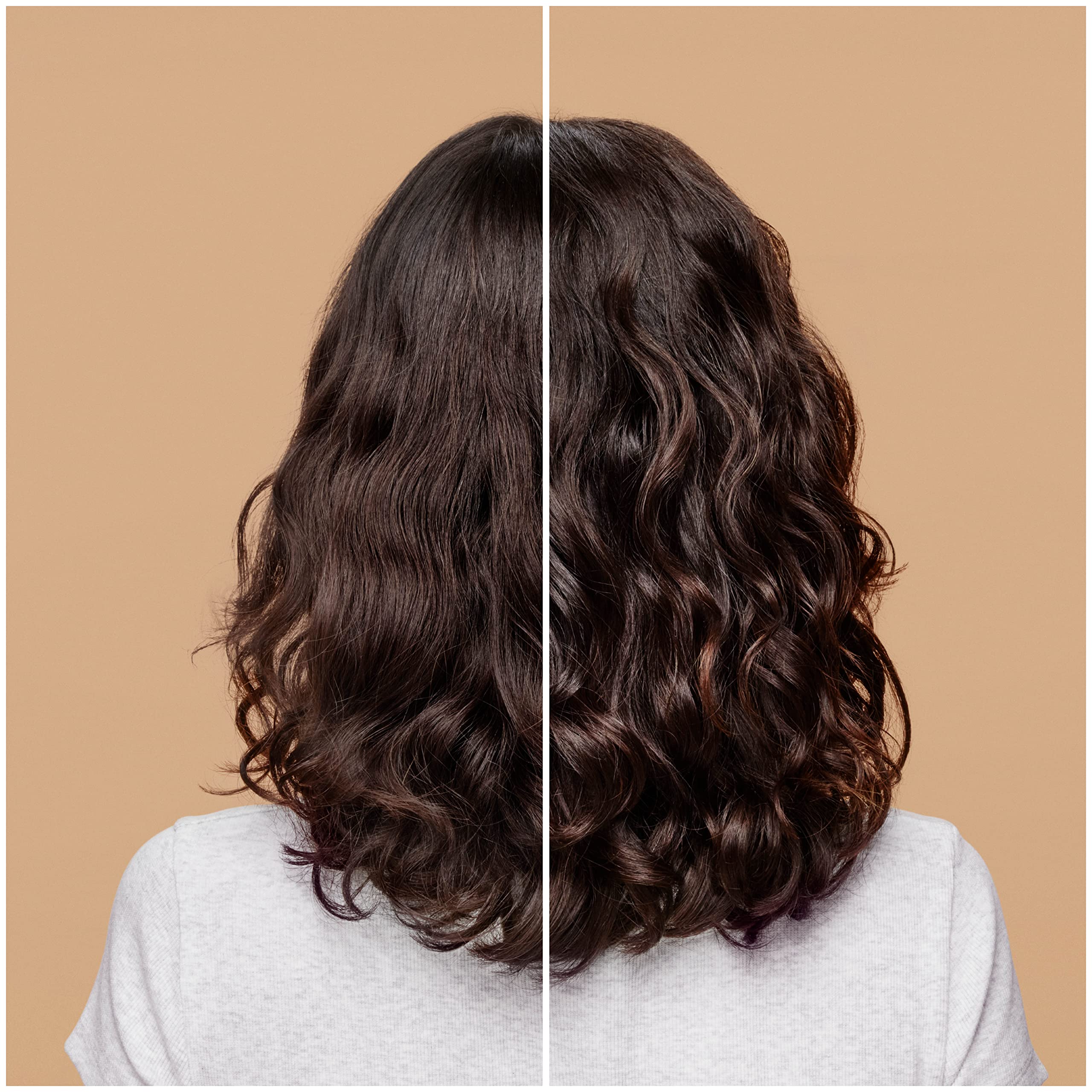 Ouidad cream applied to damp waves showing enhanced definition and lift benefits