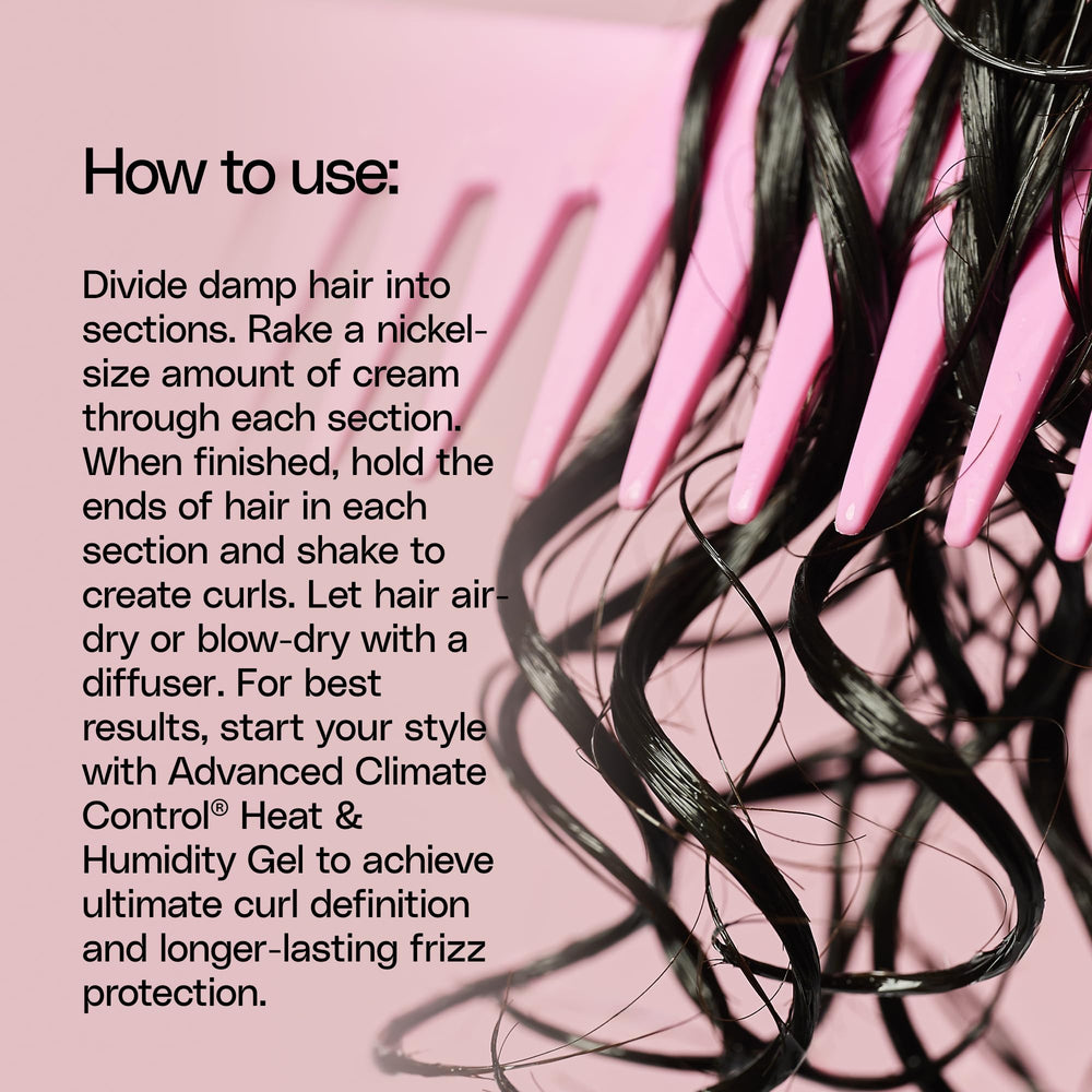Ouidad being applied to damp curls for defined, frizz-controlled styling
