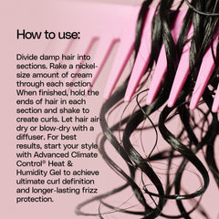 Ouidad being applied to damp curls for defined, frizz-controlled styling