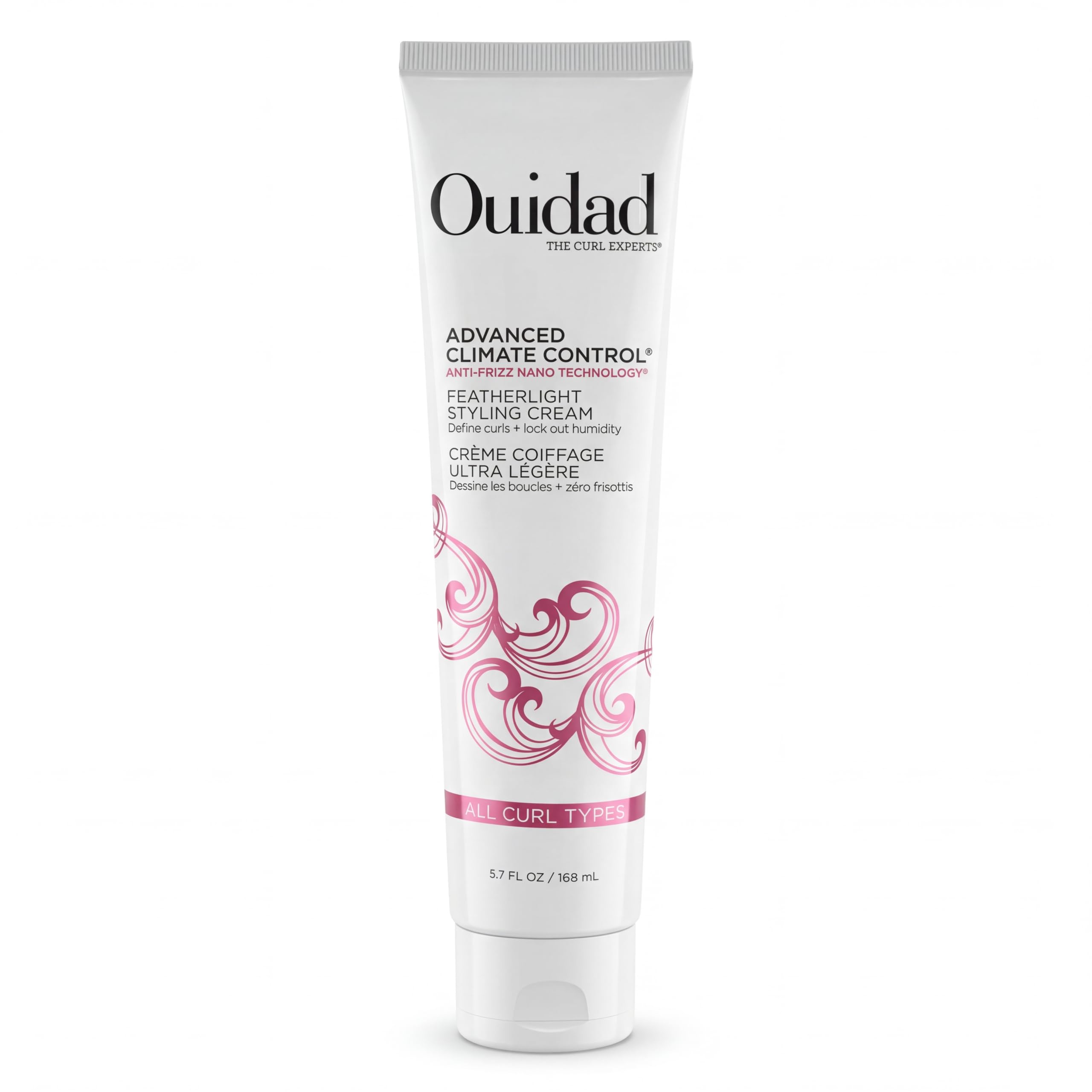 ouidad front packaging showing featherlight curl cream and benefits