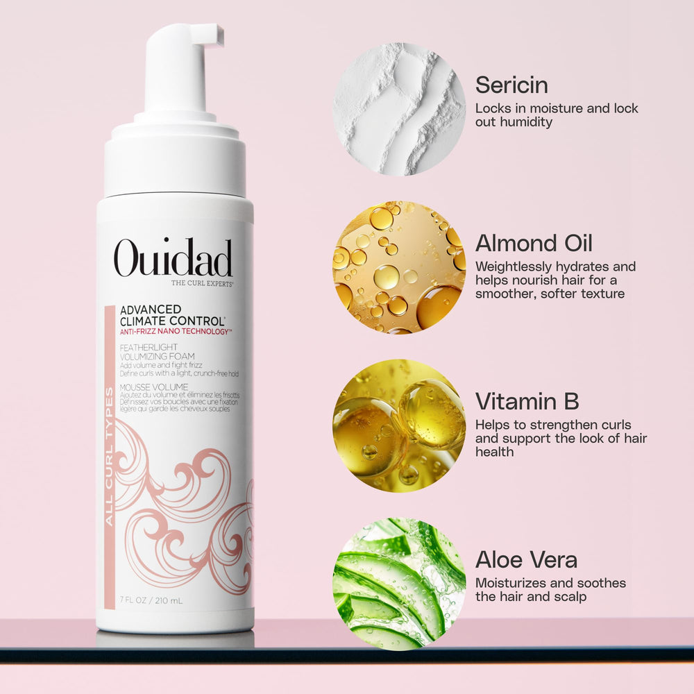 Ouidad label ingredient panel highlighting hydrating botanicals
