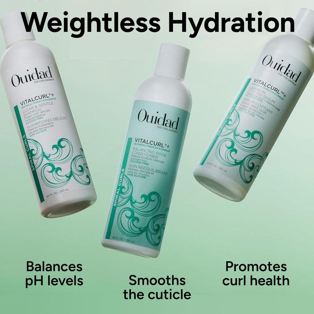 Ouidad product label close-up displaying ingredient highlights and clean formulation