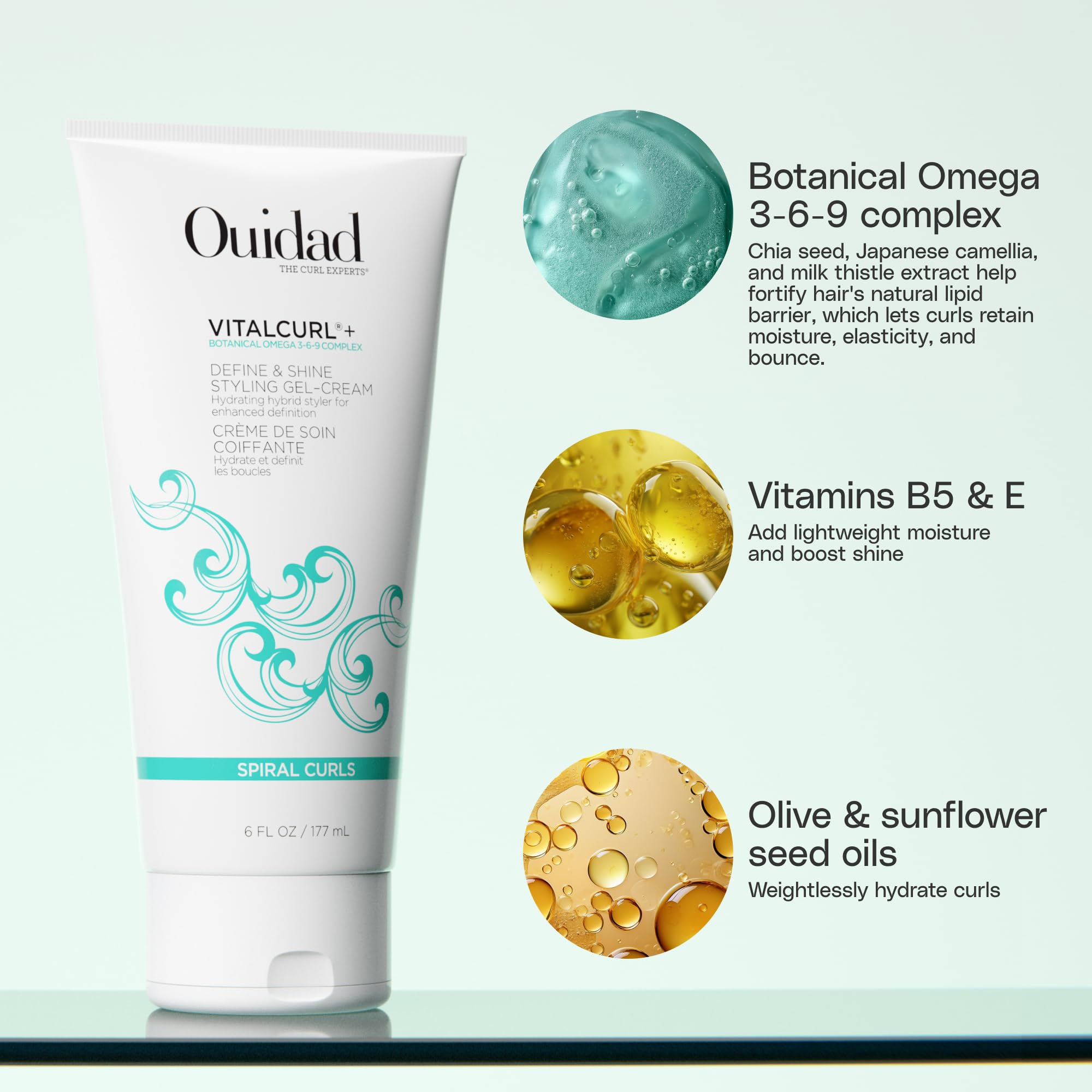 Ouidad VitalCurl+ product on fingertips demonstrating easy application and control