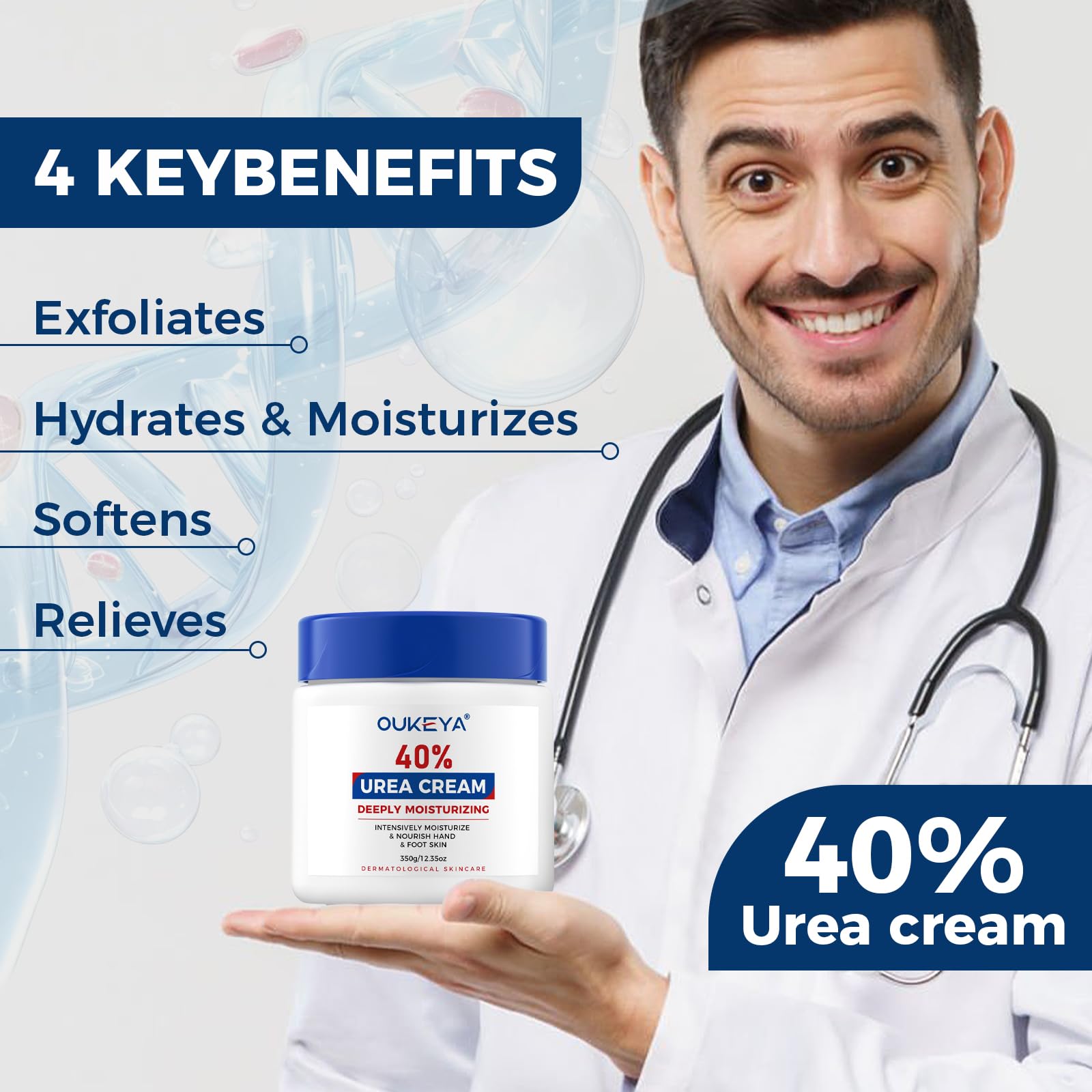 OUKEYA cream texture close-up showing smooth non-greasy formula for fast absorption