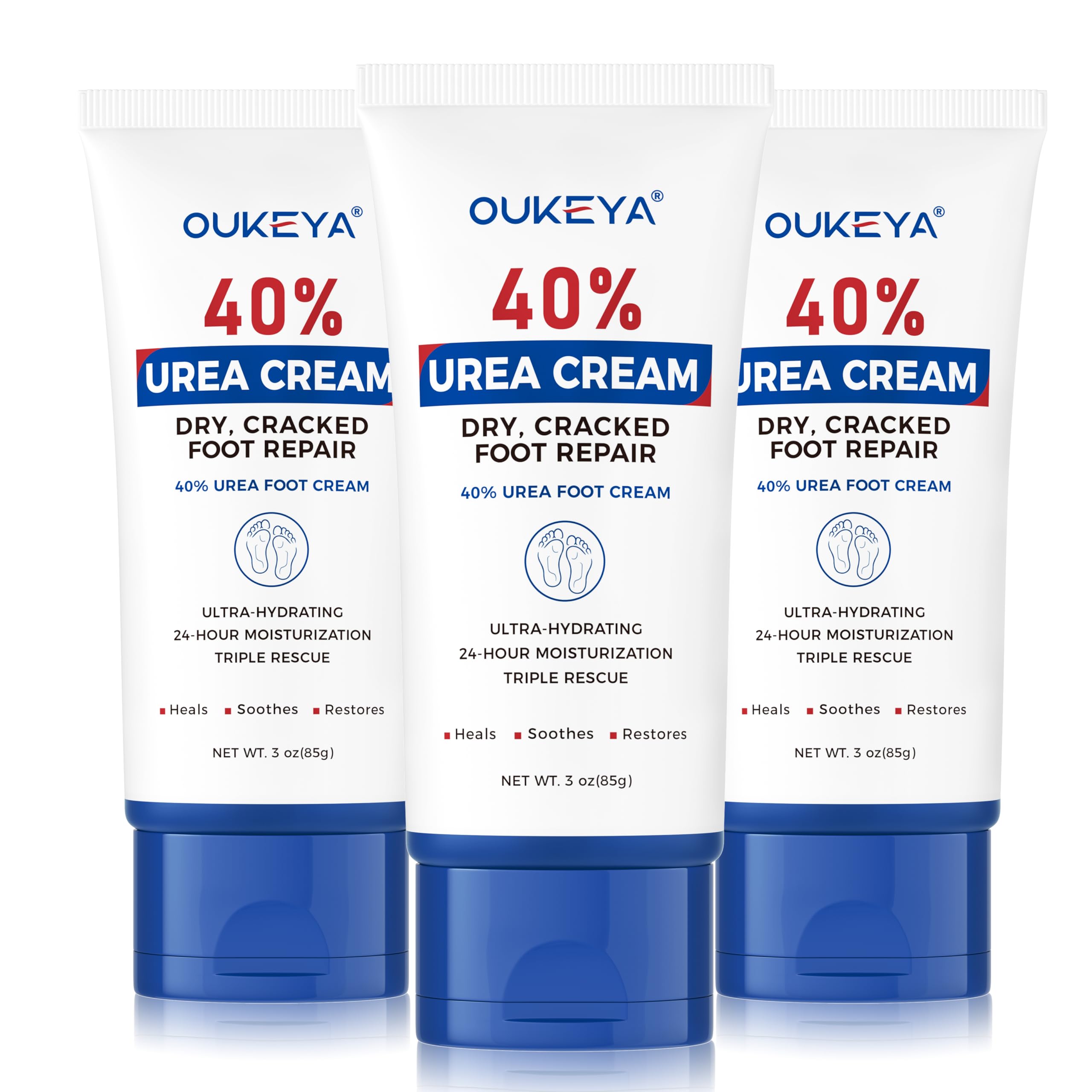 OUKEYA 40% urea cream front tube showing product branding and use