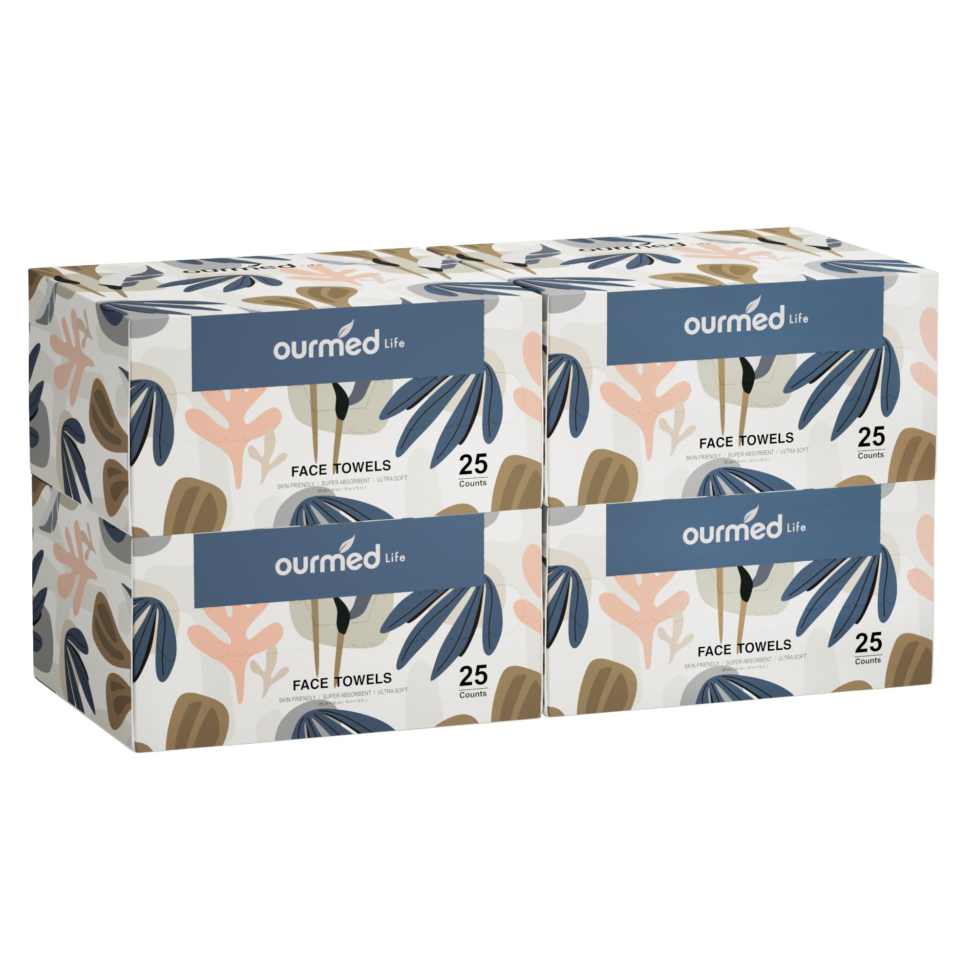 ourmed life front packaging showing 100-count XL towels and clear product benefits