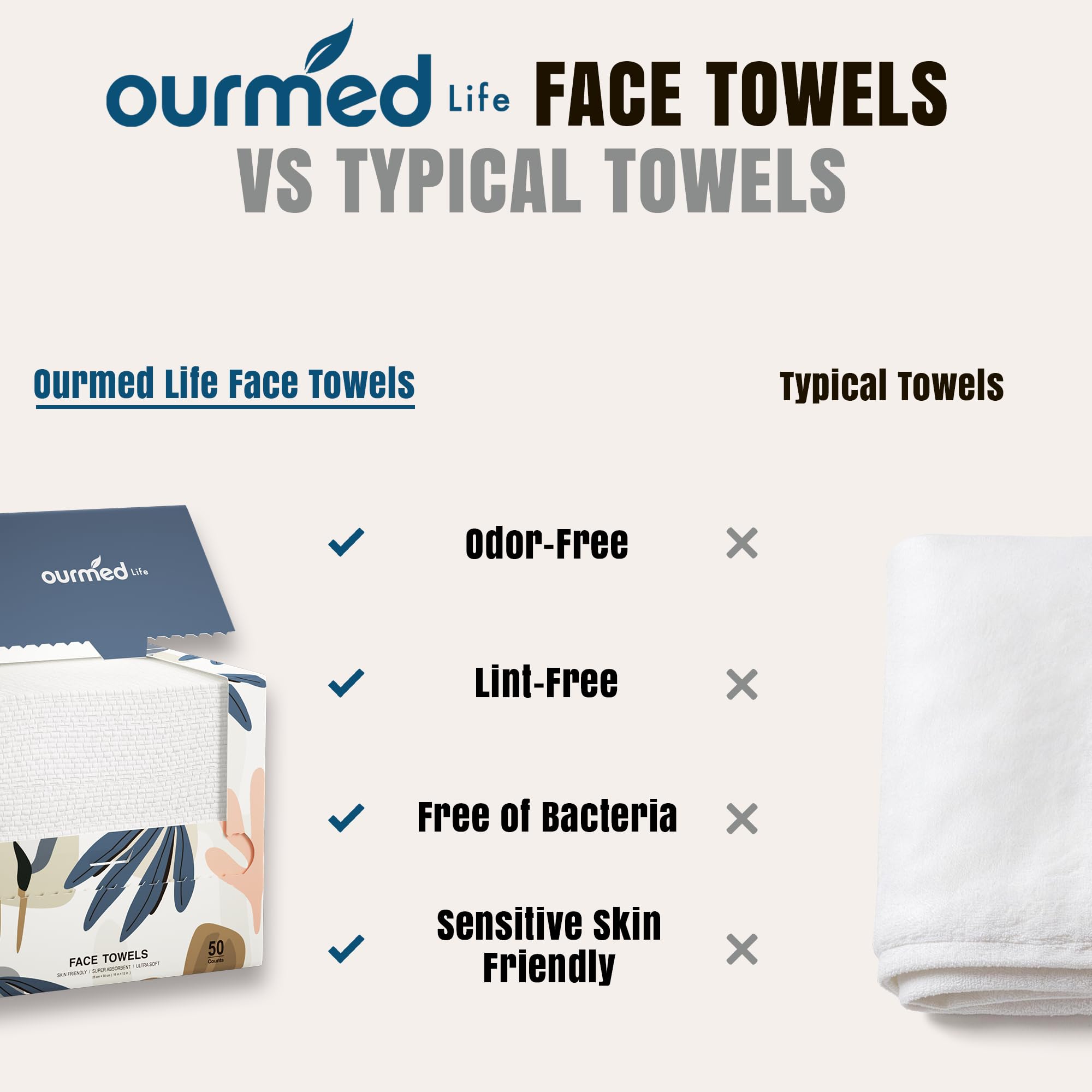 ourmed life towel on glass with no lint showing clean, residue-free surface