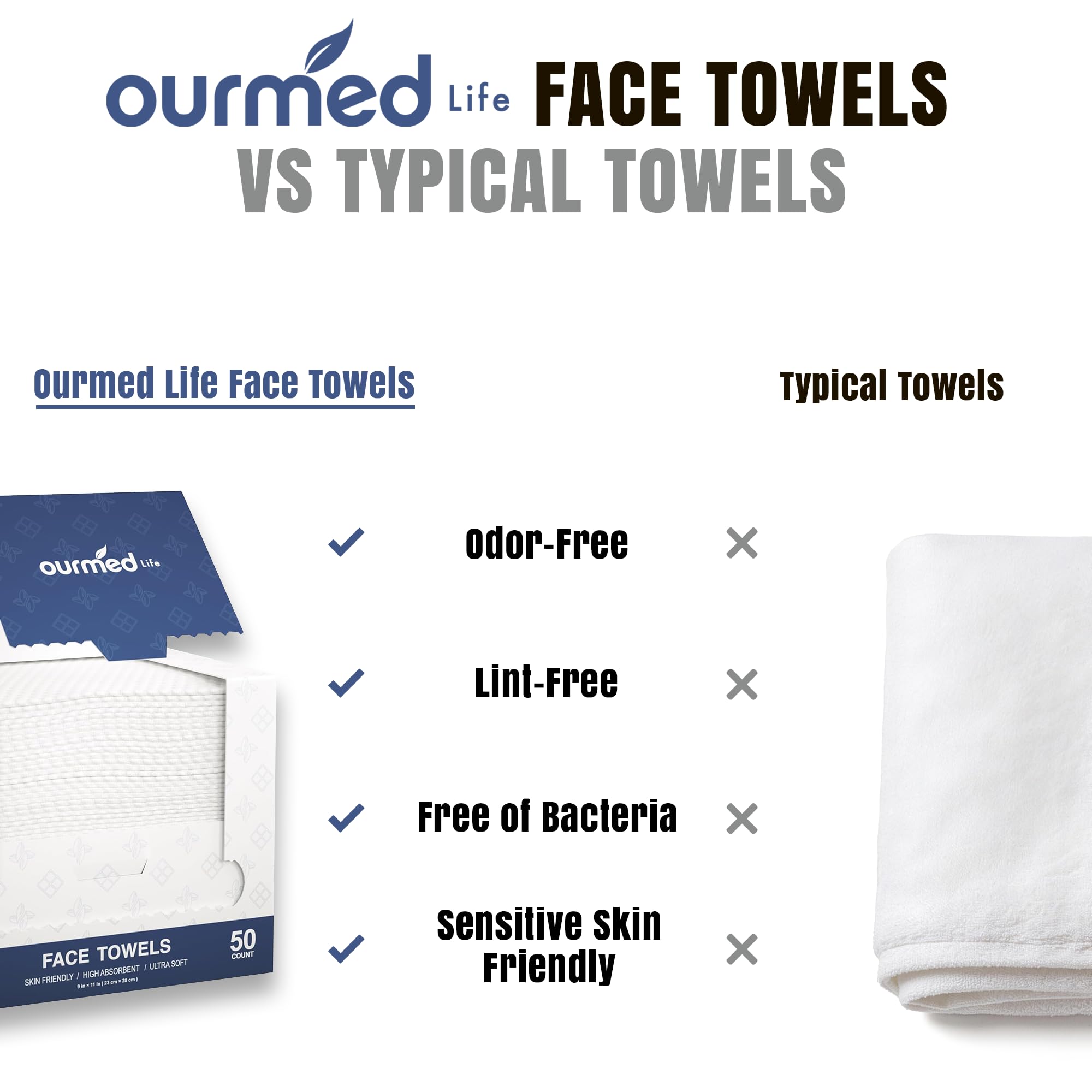 ourmed life stacked towels showing thickness and high absorbency