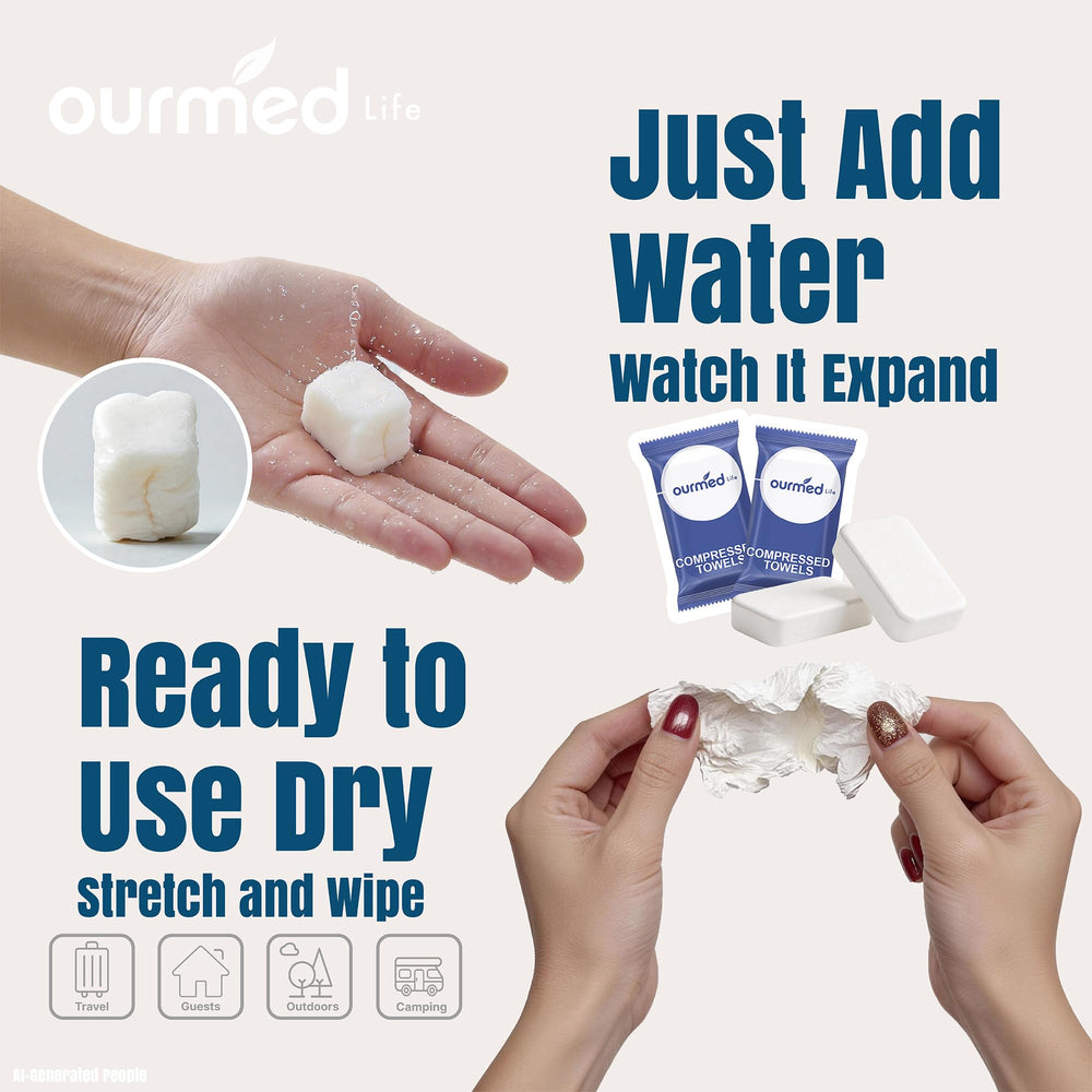 Ourmed Life towel cleaning a tabletop displaying quick light-clean benefit
