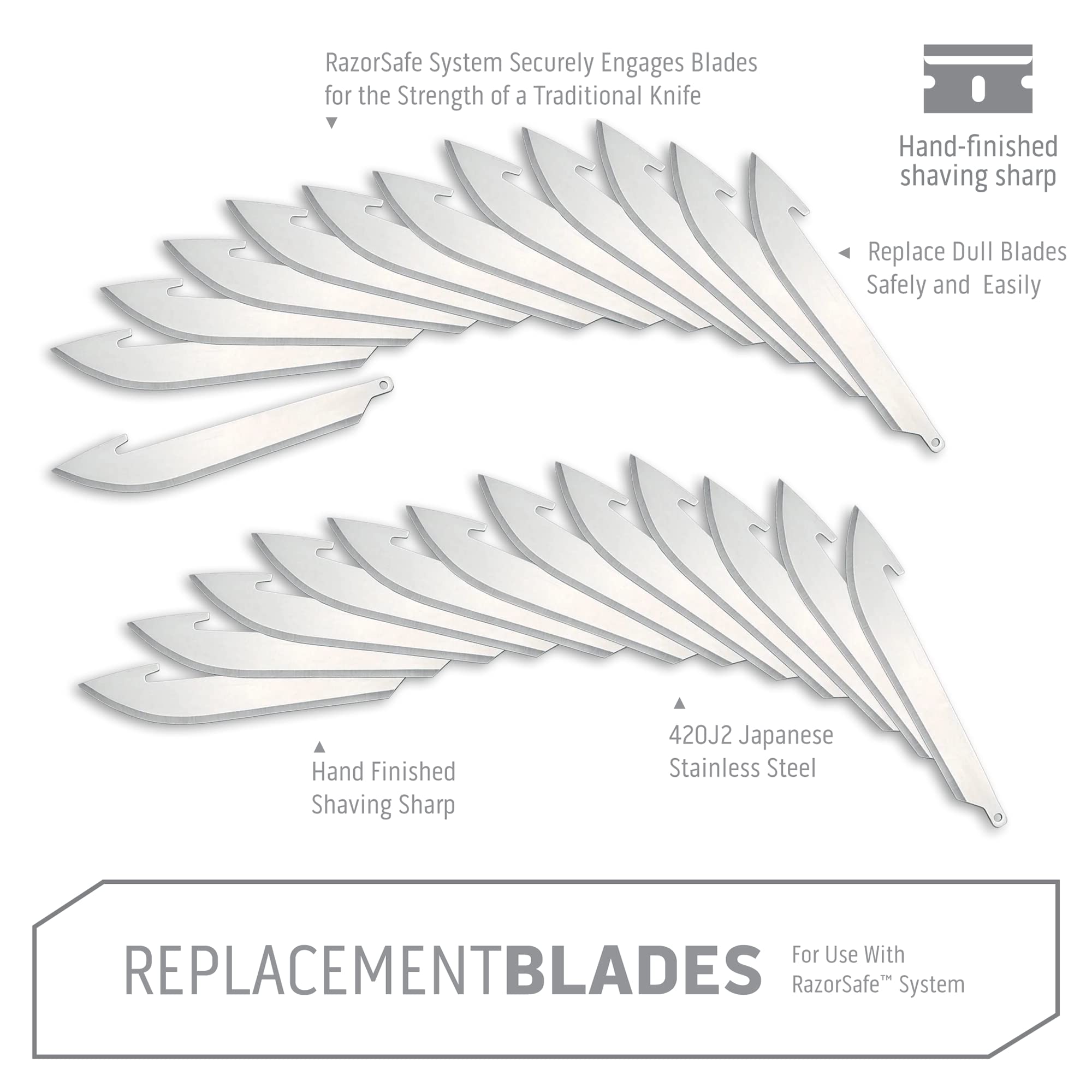 OUTDOOR EDGE blade being installed in 300 Series knife demonstrating quick tool-free change