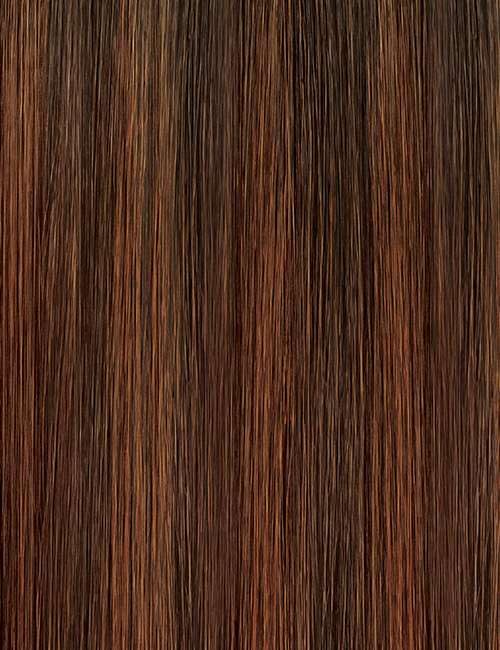 Outre on model in lifestyle setting showing chocolate swirl tone and camera-ready look
