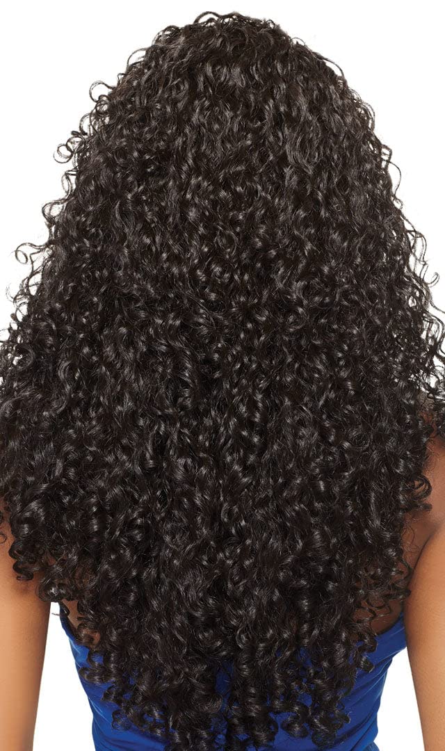 Outre Penny half wig in use blended with natural hair for seamless finish