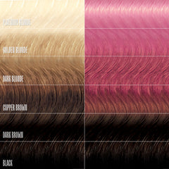 oVertone before and after on light hair demonstrating vibrant pastel payoff