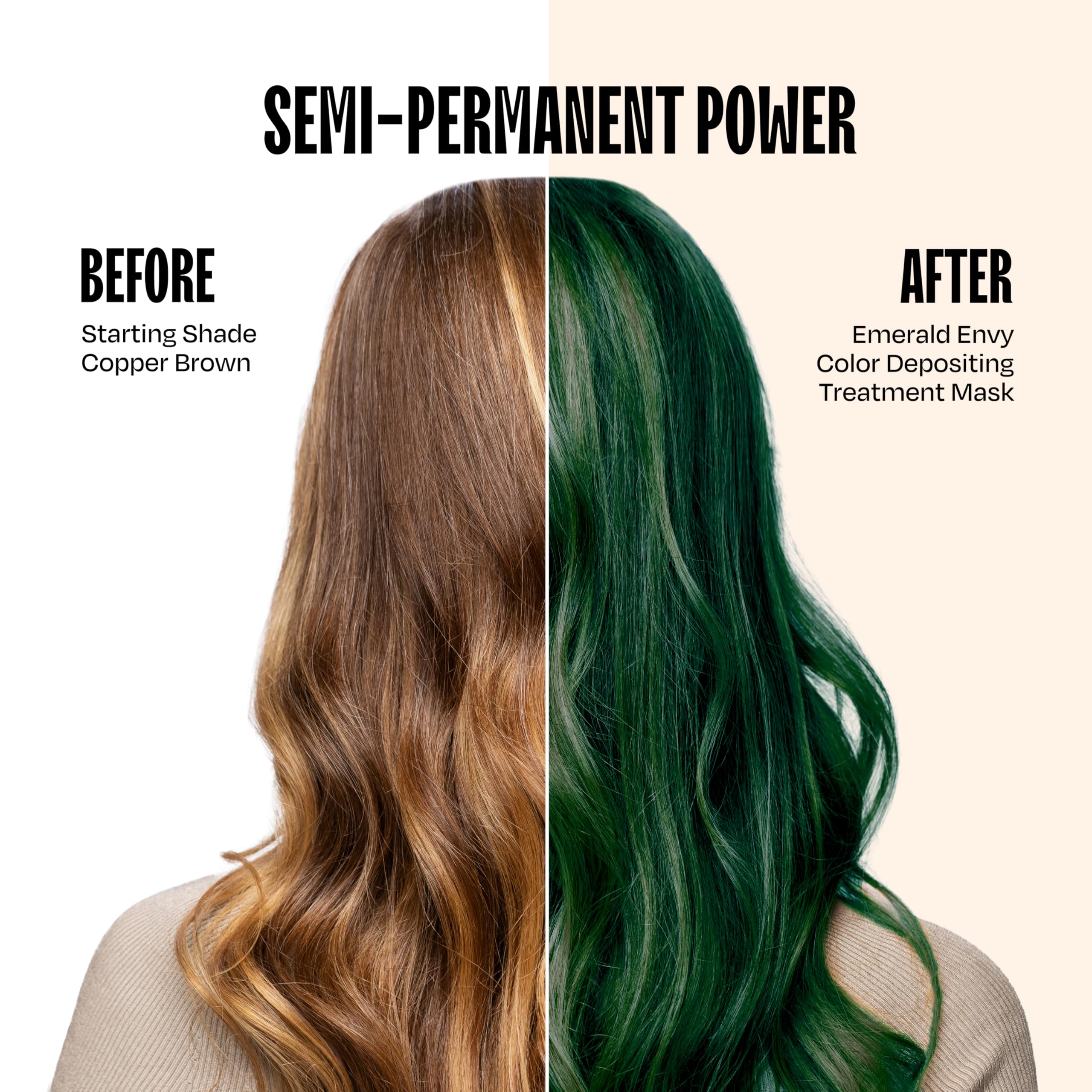 oVertone Emerald Envy result after rinse showing glossy green-tinged shine
