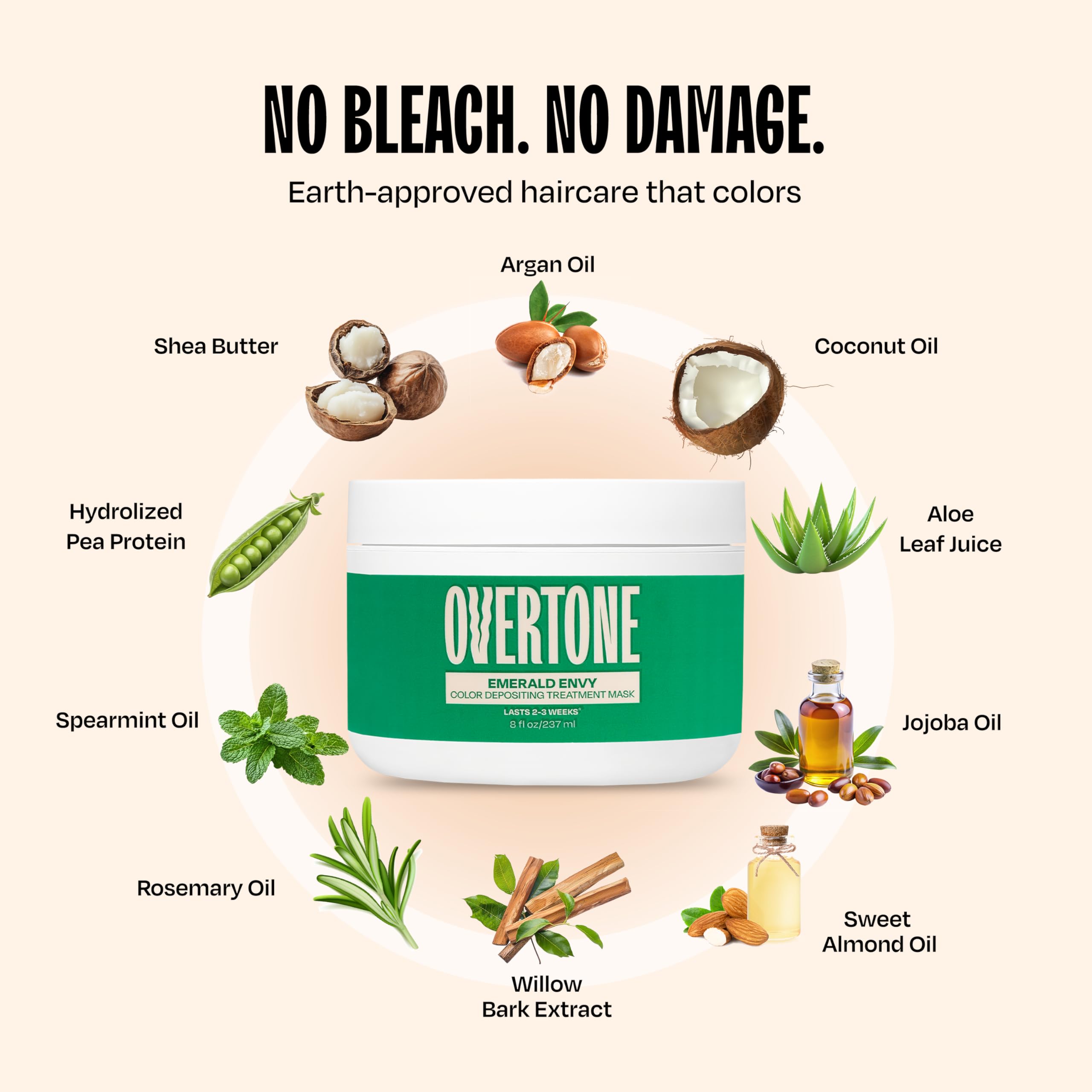 oVertone Emerald Envy label close-up showing ingredient highlights and directions