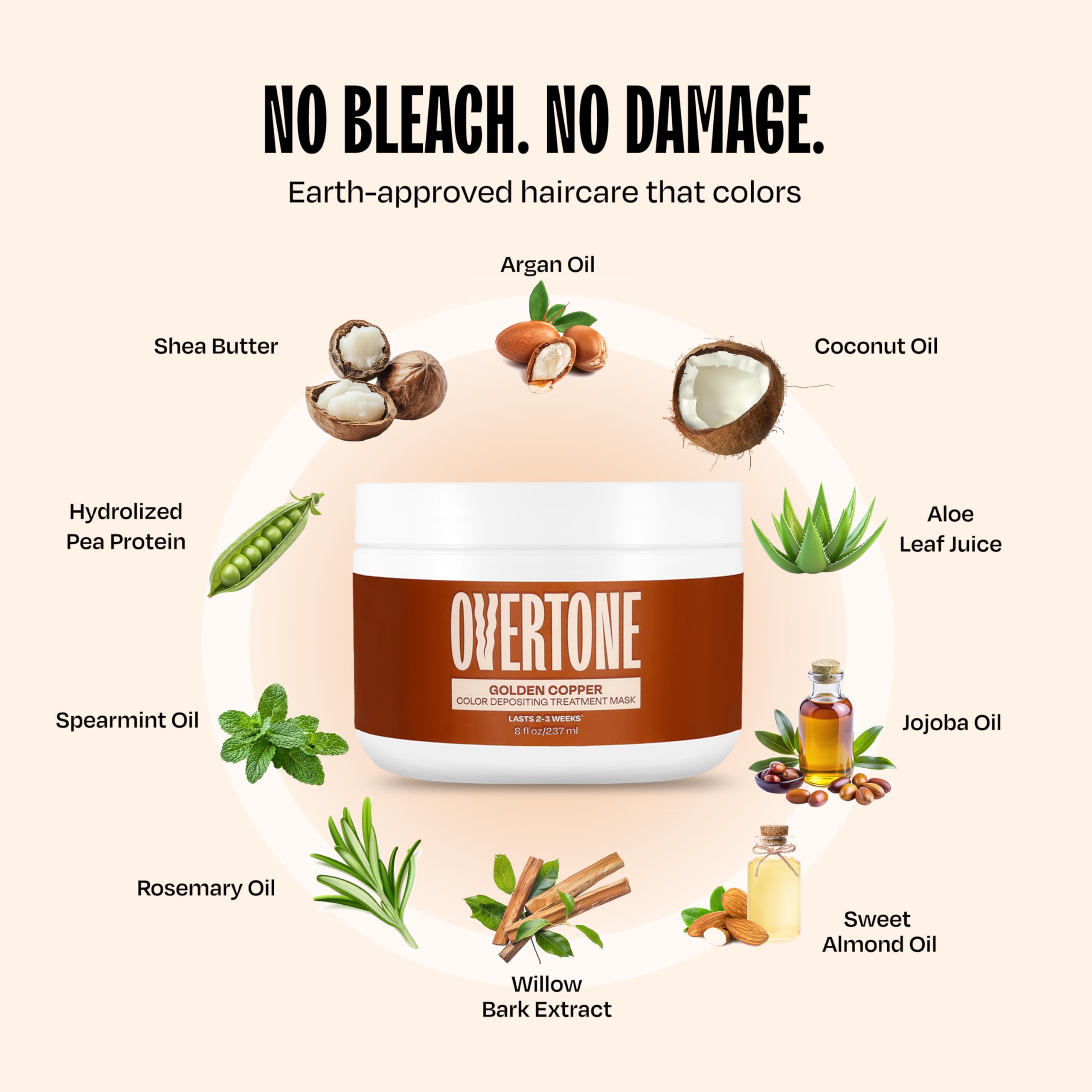 oVertone jar beside ruler showing 8 oz size and travel-friendly benefit