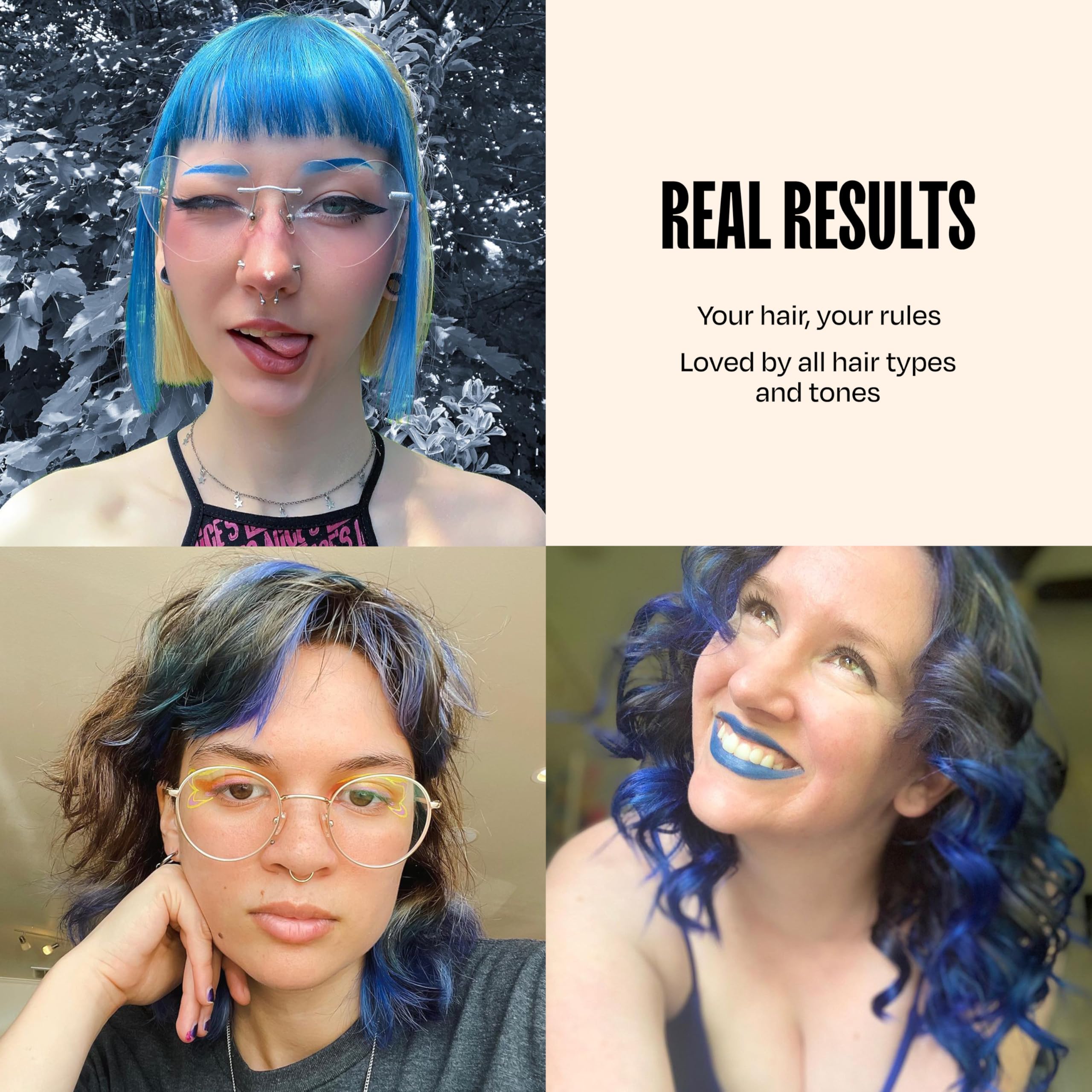 oVertone Indigo Iris on bathroom shelf in lifestyle scene suggesting at-home salon results benefit