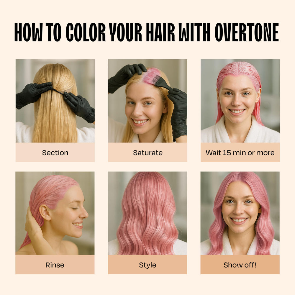 oVertone lifestyle model with pastel pink hair showcasing finished look