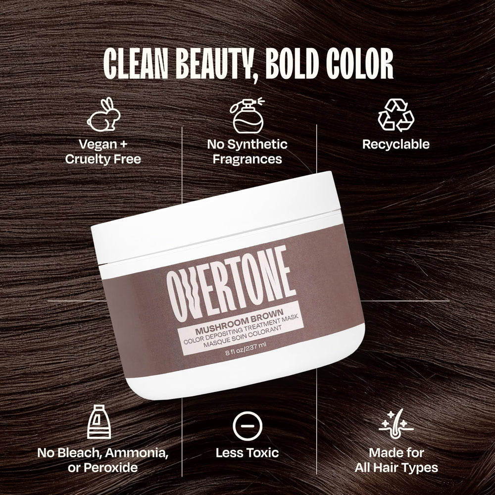 oVertone before and after hair comparison showing richer brown tone