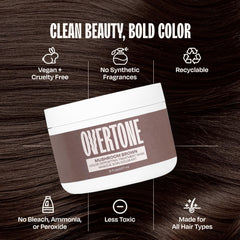 oVertone before and after hair comparison showing richer brown tone