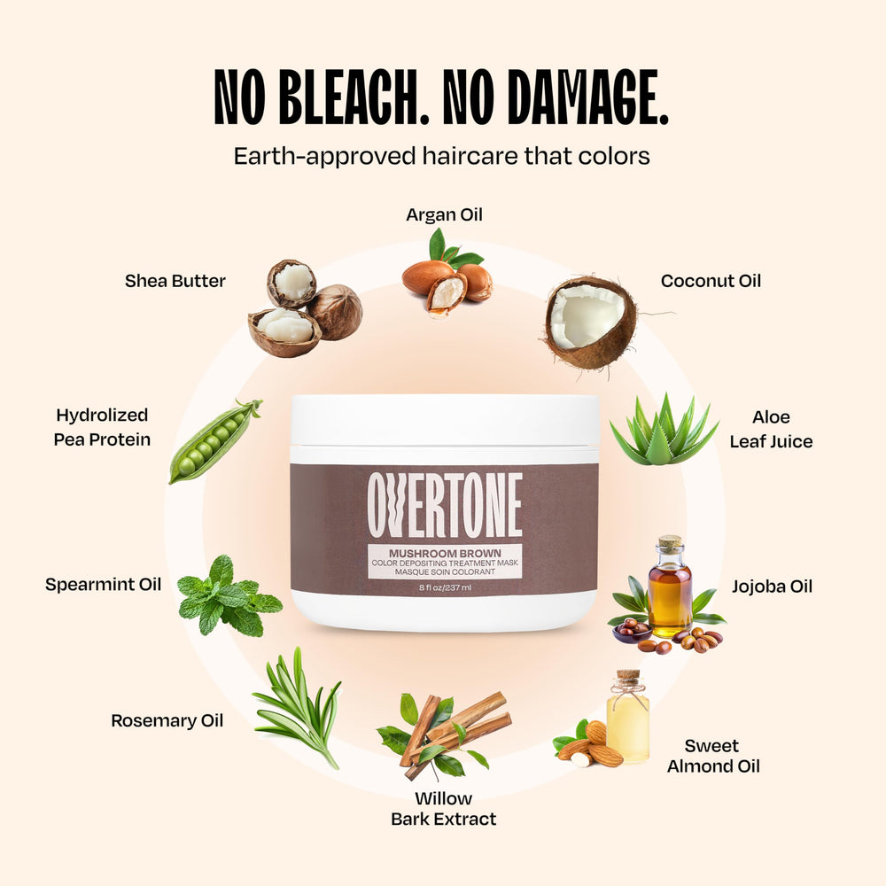 oVertone ingredients display with coconut and shea oils for moisture