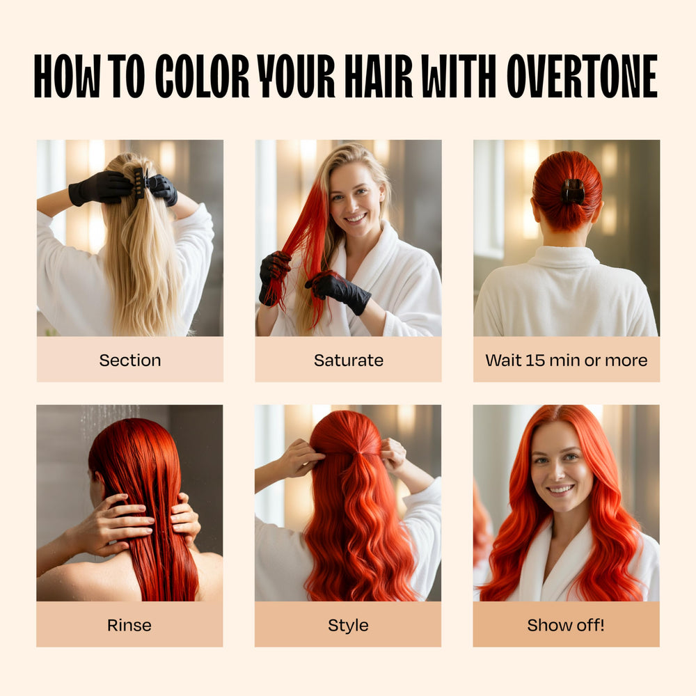 oVertone on straight hair demonstrating smooth color and glossy finish