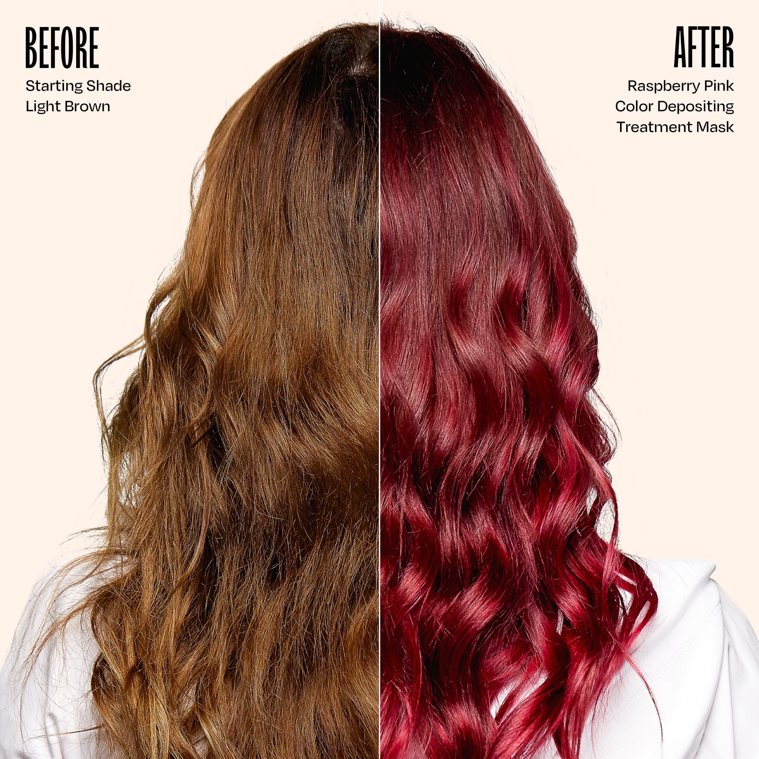 oVertone before and after comparison showing improved color vibrancy and conditioned shine benefit