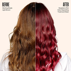 oVertone before and after comparison showing improved color vibrancy and conditioned shine benefit