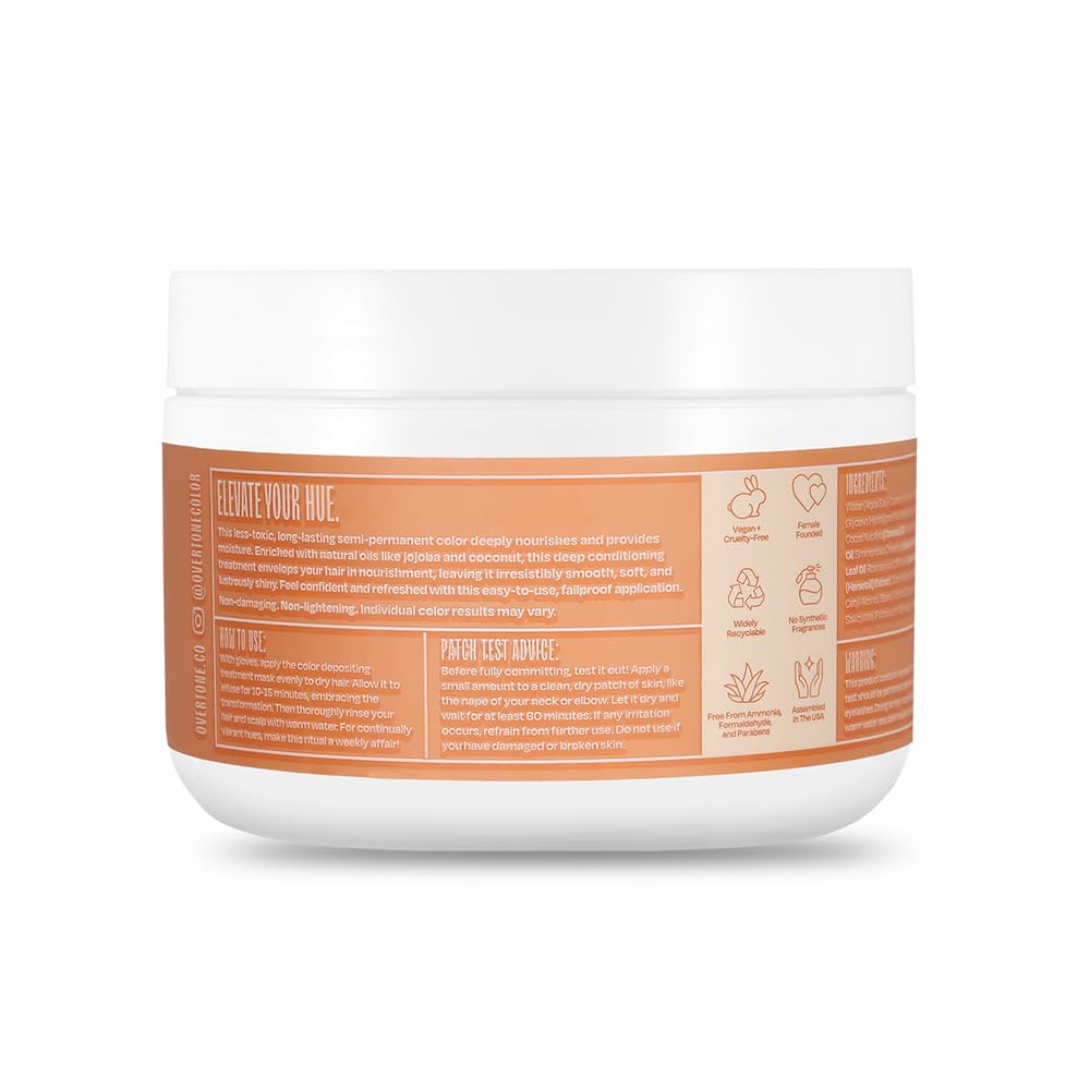 oVertone application on dry hair demonstrating quick 15-minute color-depositing benefit